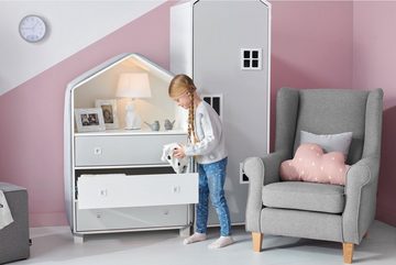 Konsimo Babyzimmer-Komplettset MIRUM Kindermöbel-Set Kinderkomplettzimmer, Kommode, 2x Bücherregal Hausform Möbel