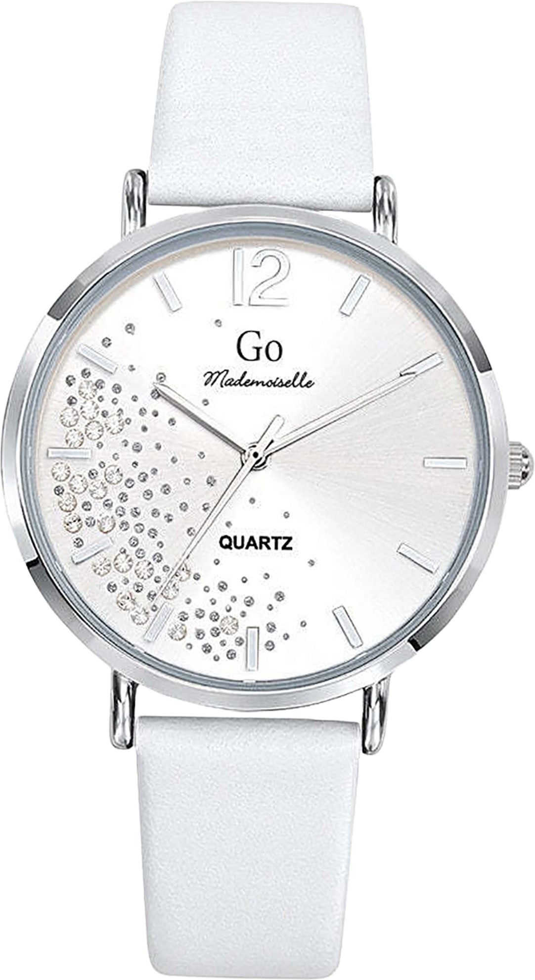 Girl Only Quarzuhr Girl Only GO Damen Armbanduhr, (Analoguhr), Damenuhr GO weiß, mittel (ca. 36mm) Lederarmband, Fashion-Style