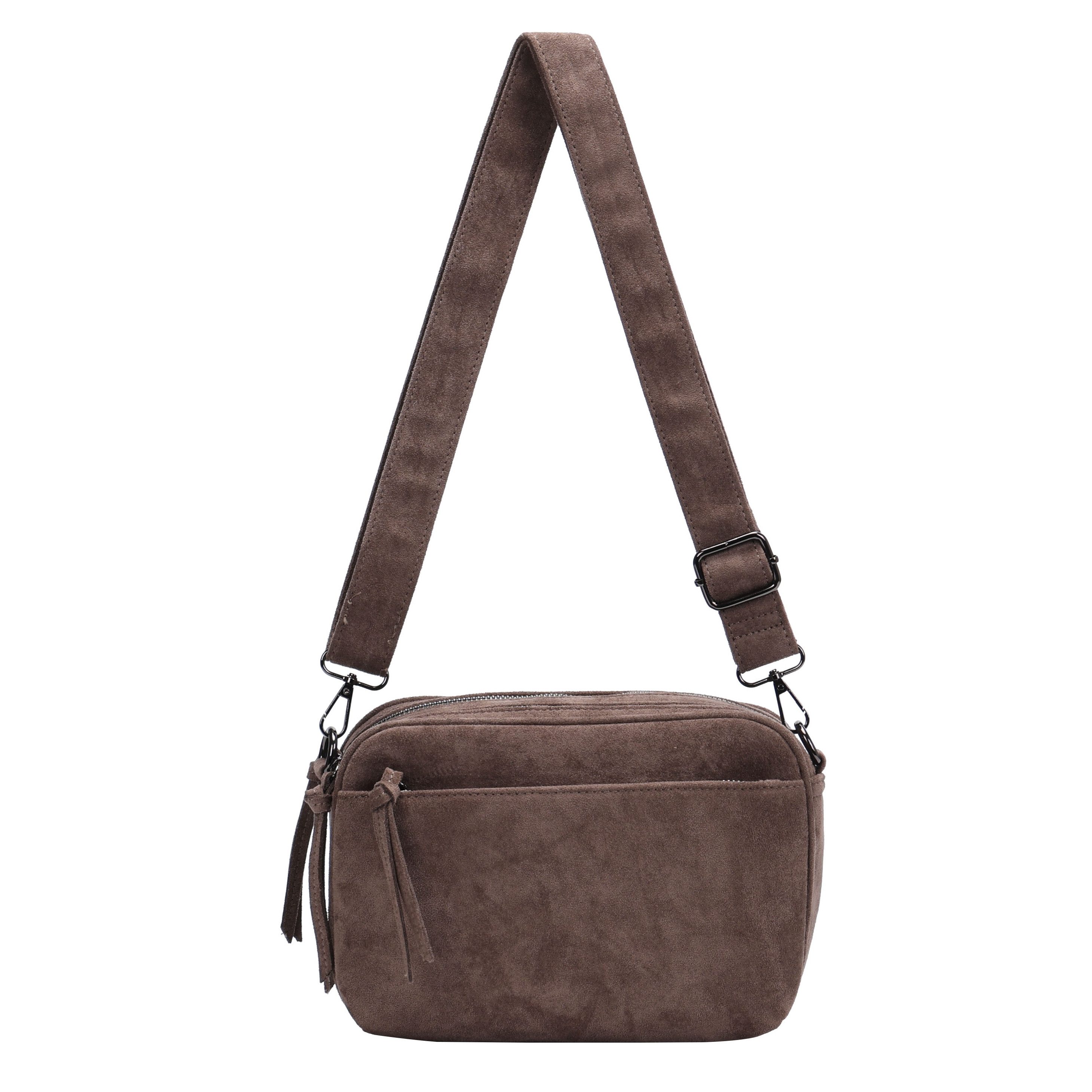 MIRROSI Umhängetasche Damen Schultertasche Wildleder-Optik Polyester Crossbody Bag (mit 2 Hauptfächern & verstellbarem Schulterriemen, ca. 25 x 9 x 18 cm), Neue Kollektion Herbst/Winter 2026