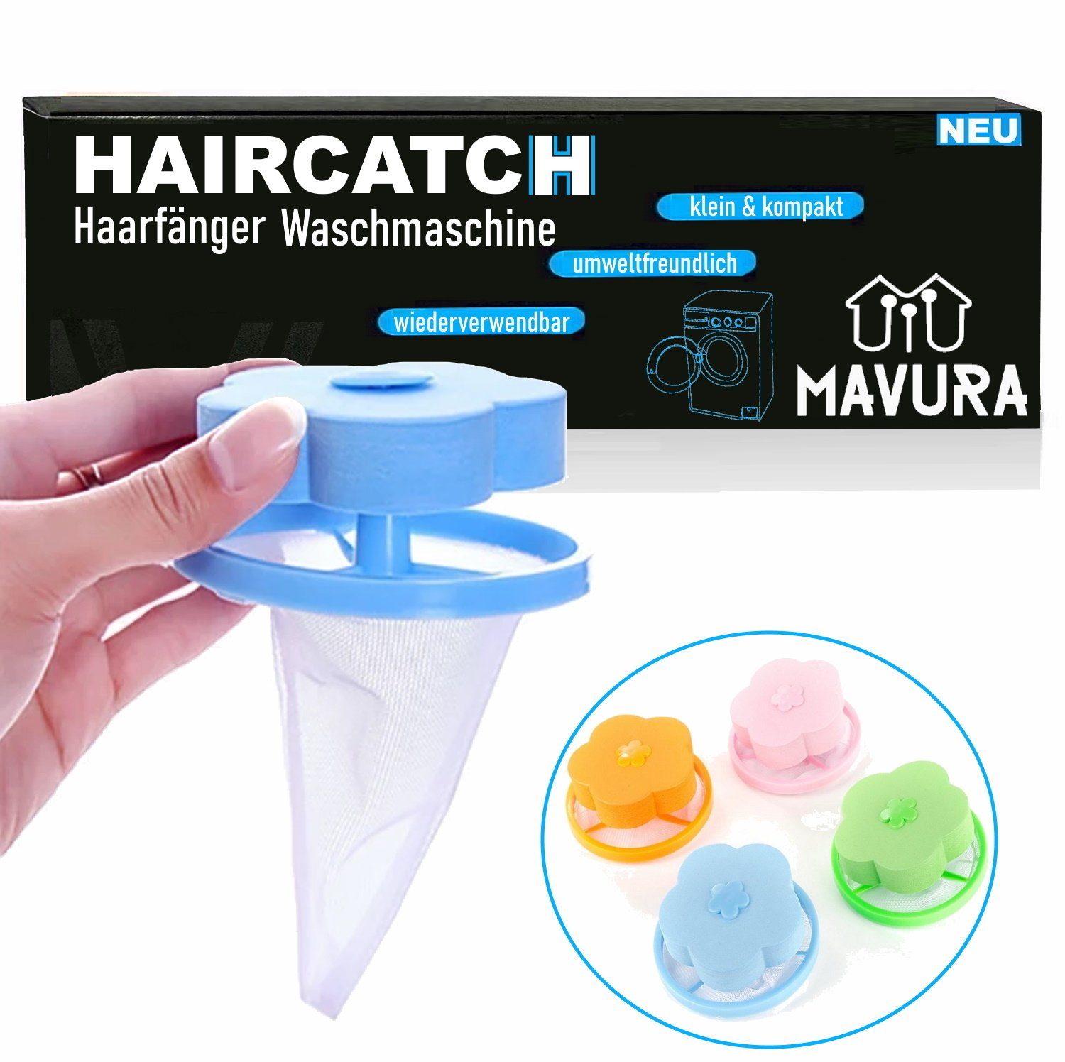 MAVURA Tierhaarentferner HAIRCATCH Haarfänger Waschmaschine, Waschmaschinen Fussel Haar Filter Haarfrei Pads