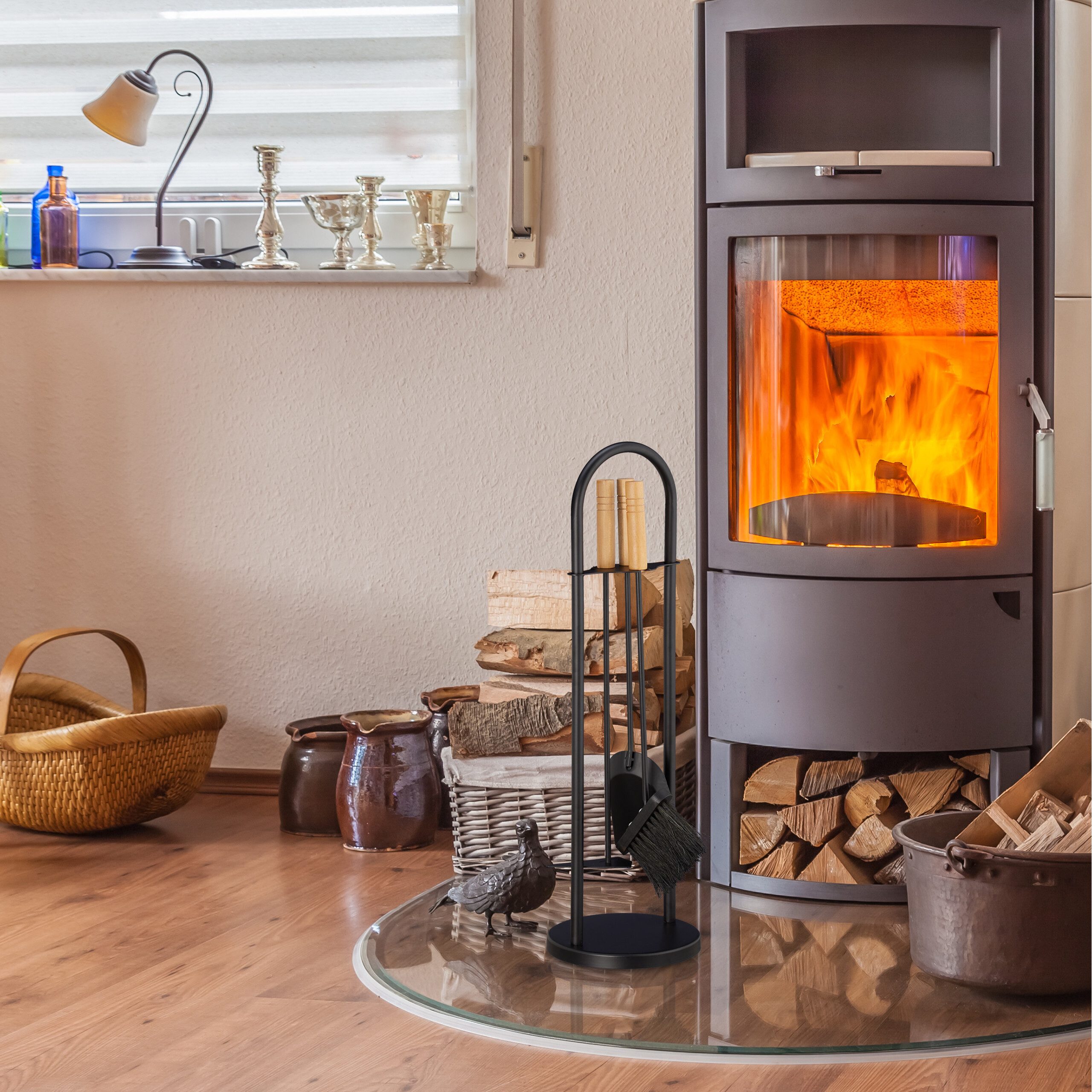 relaxdays Kamingarnitur Kaminbesteck modern 4-teilig