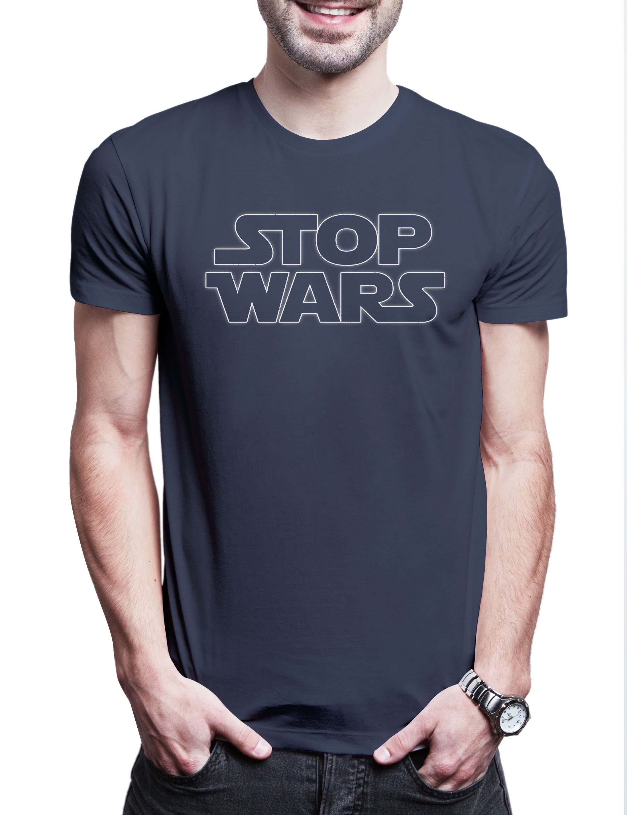 Print-Shirt Stop Wars Herren T-Shirt Against War Gegen Krieg Pazifismus Star