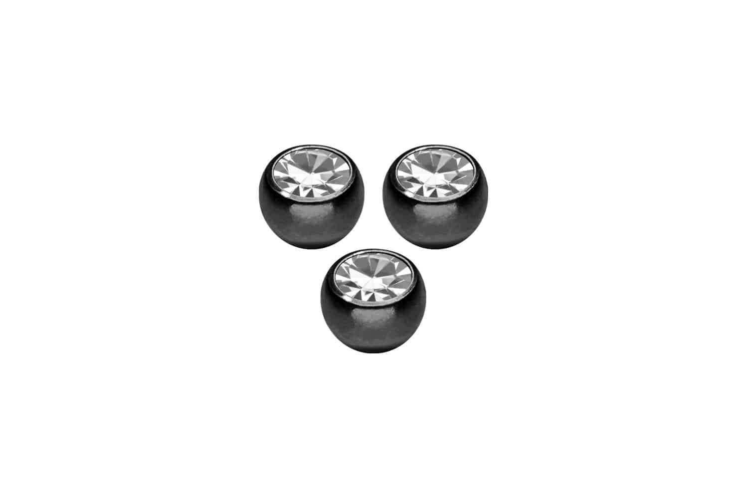 PIERCINGLINE Piercing-Set SET Chirurgenstahl Schraubkugel KRISTALL (Schraub-Aufsätze, 3erSET1 = 1,6 mm Gewinde)