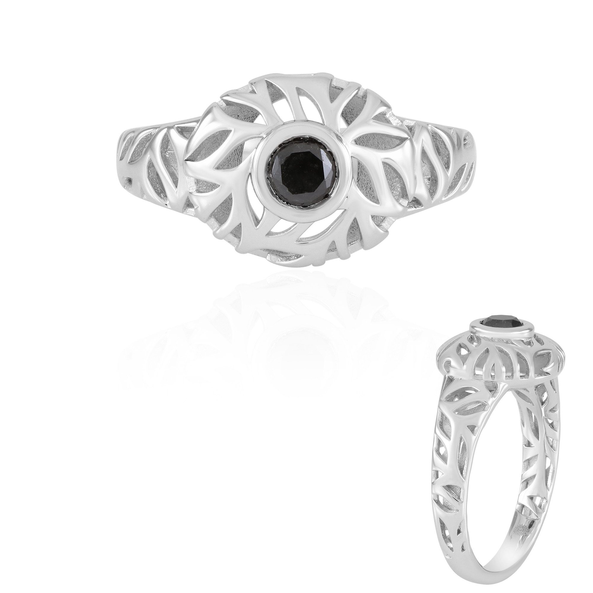 Cavill Diamantring Ring aus schwarzem Diamant und Rhodium-Silber (1-tlg)