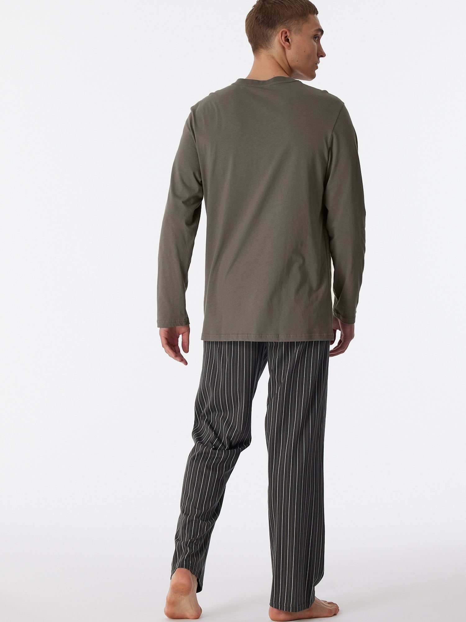 Schiesser Pyjama Comfort pyjama schlafanzug taupe schlafmode Nightwear