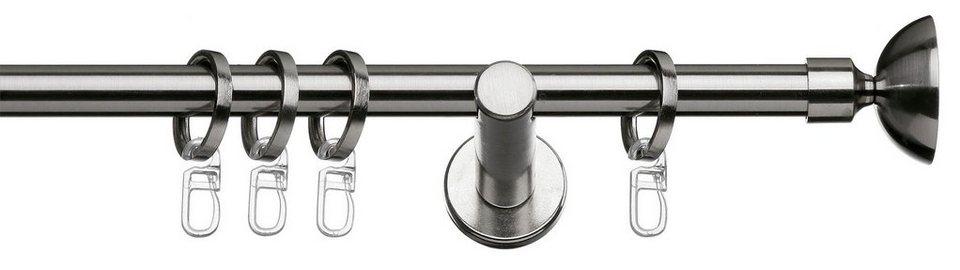 Gardinenstange Molto, indeko, Ø 16 mm, 1-läufig, Fixmaß, verschraubt, Stahl,  Komplett-Set inkl. Ringen und Montagematerial
