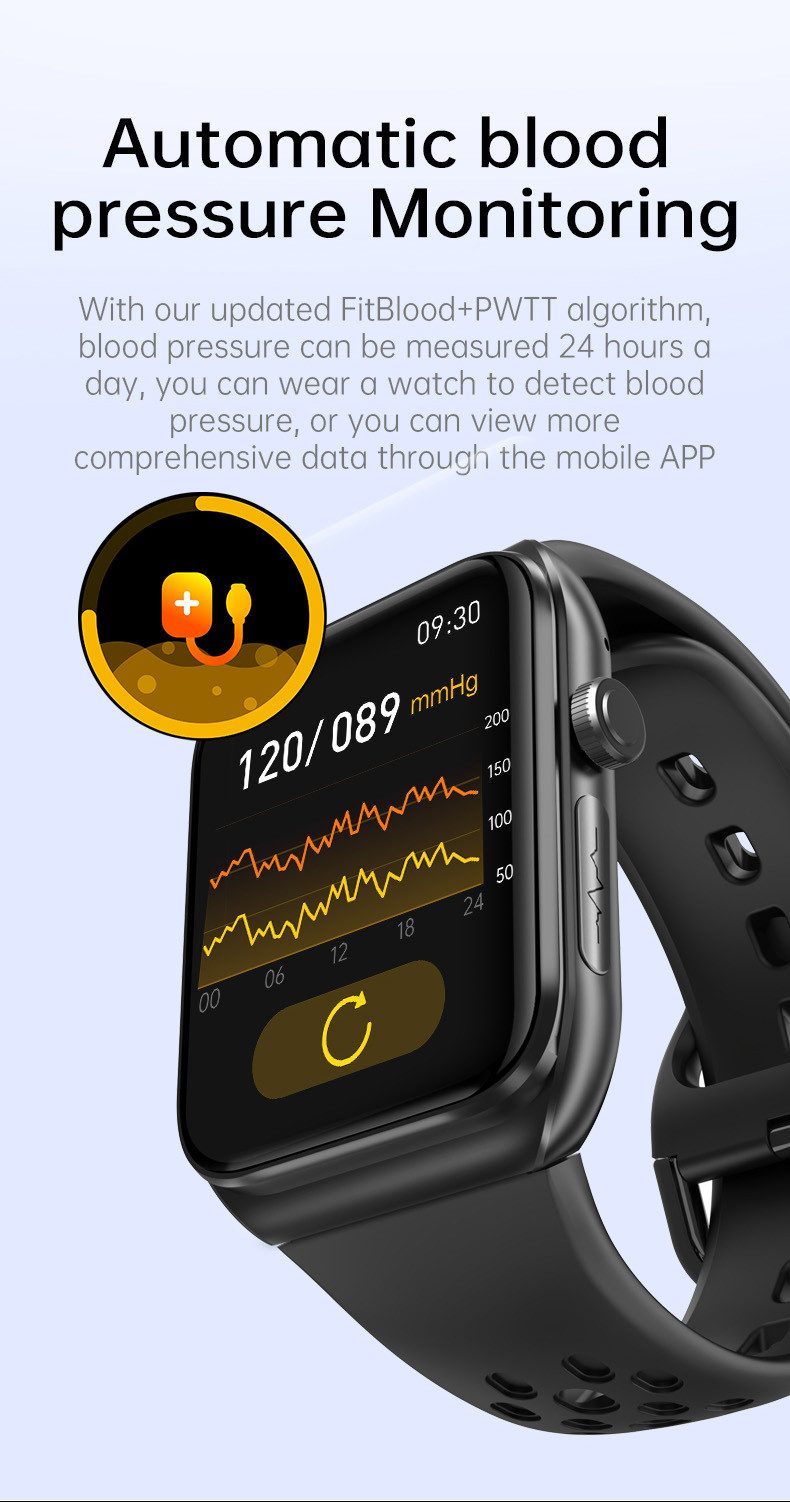 Zevelora Herren’s und Damen's IP65 Wasserdicht Fitness-Tracker Smartwatch (1.81 Zoll, Android / iOS), mit ECG Blutdruck Blutsauerstoff Schrittzähler Bluetooth-Anruffunktion