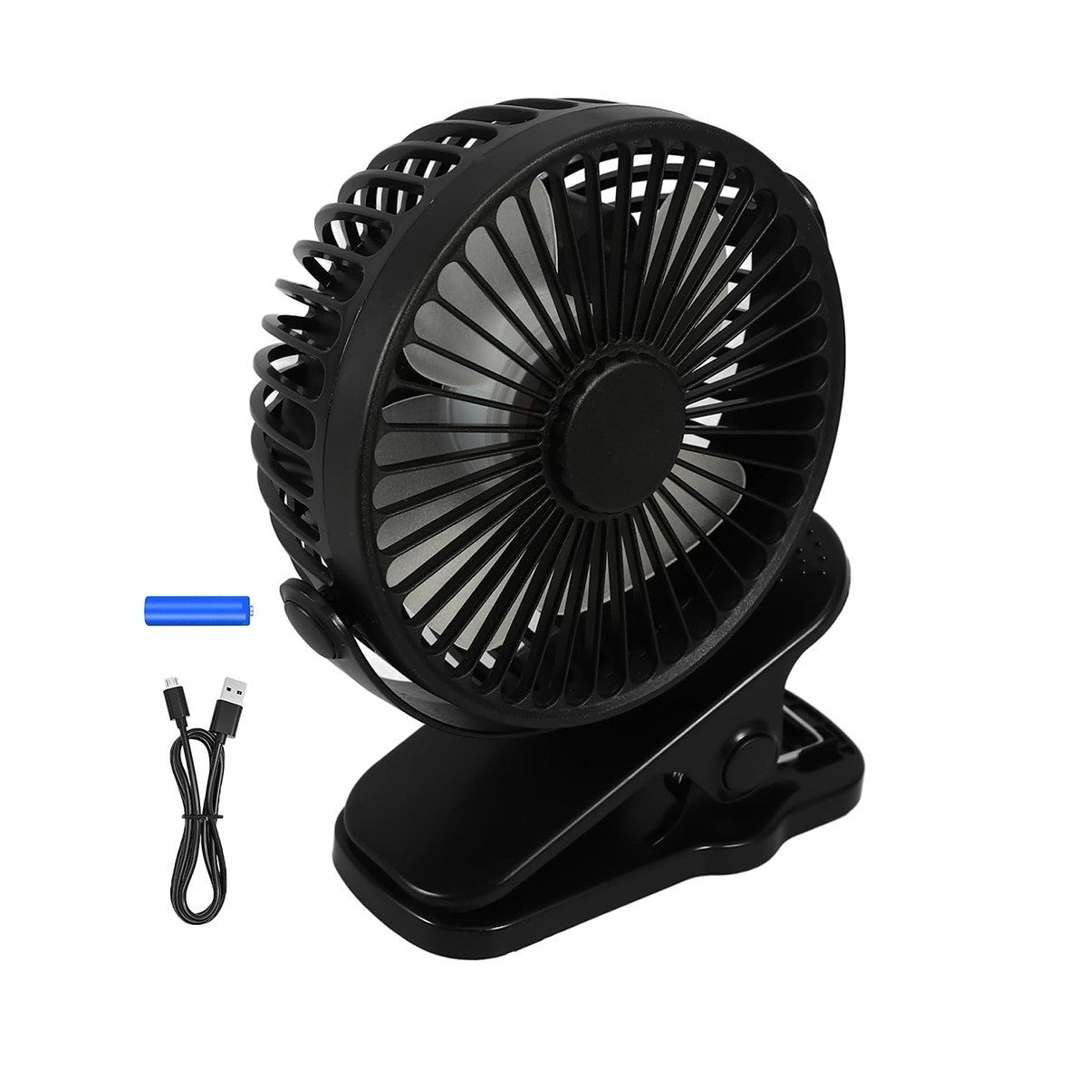 Mini USB-Ventilator Mini USB Clip Ventilator, Wiederaufladbar USB Lüfter Leise Clip Fan