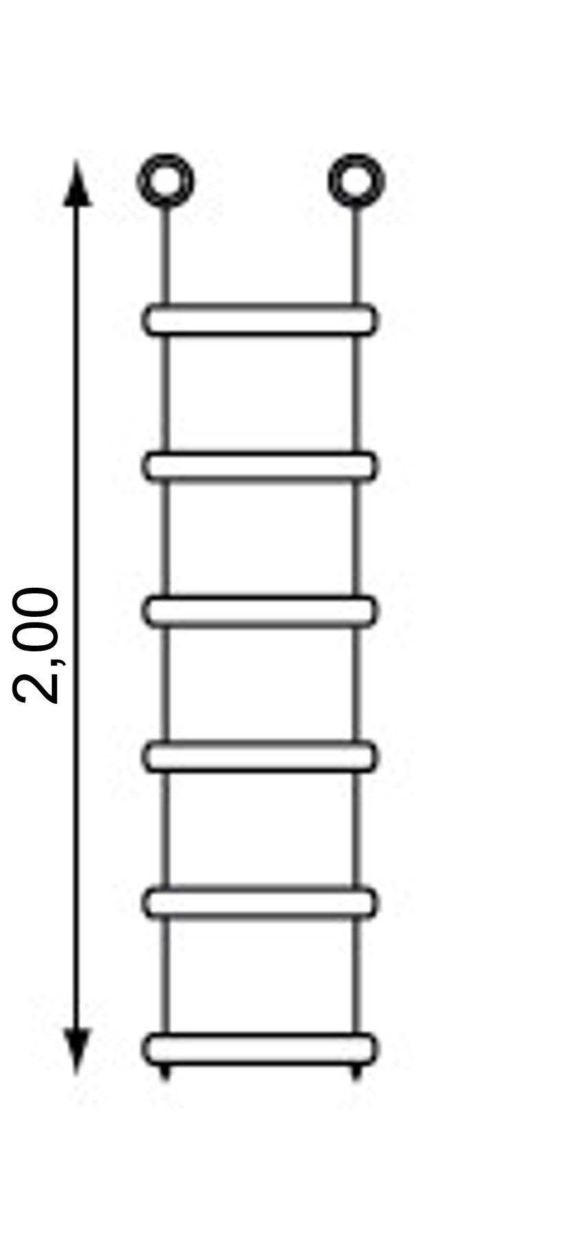 Loggyland Strickleiter mit Holzsprossen in verschiedene Längen, mit Stahlringen und weichen Seilverbindern – Bild 4 von 4