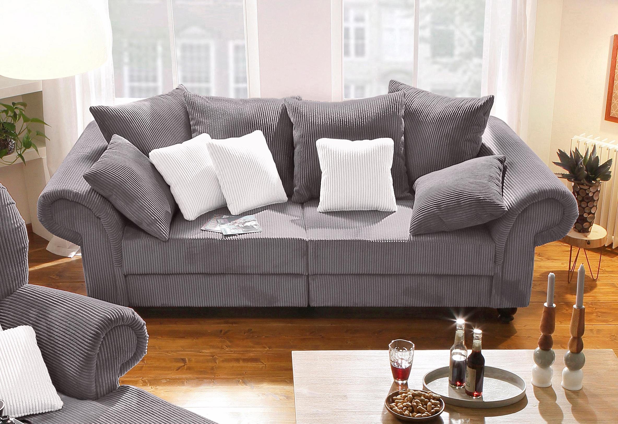 Home affaire Big-Sofa King Henry Mega Sofa, viel Platz, Breite 242cm, Federkern, in legerer Polsterung und vielen losen Kissen
