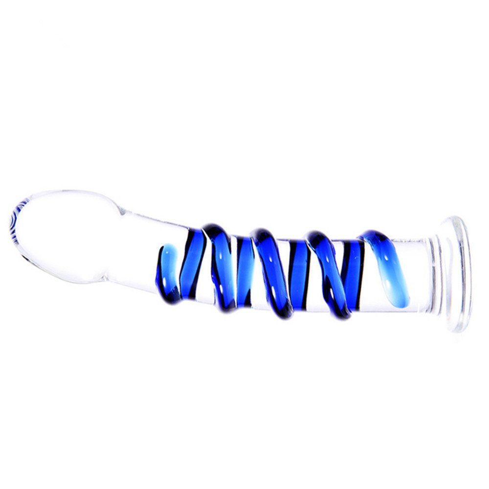 blauer Unisex, 1-tlg. Reizspirale Standfuß mit und Dildo Packung, Glas-Dildo NEZEND Transparenter