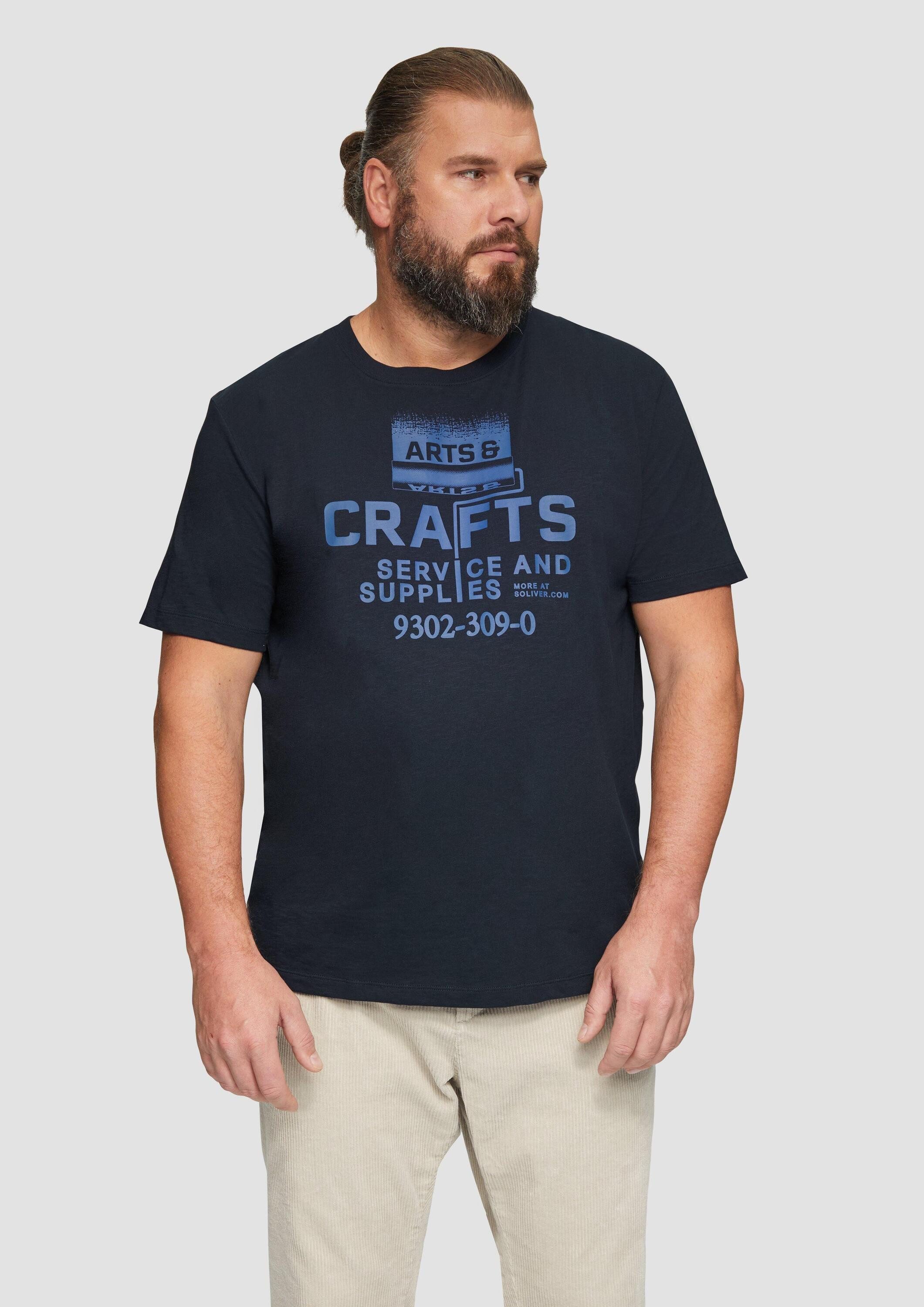 s.Oliver Kurzarmshirt T-Shirt Baumwoll-T-Shirt mit Frontprint und Flammgarn günstig online kaufen