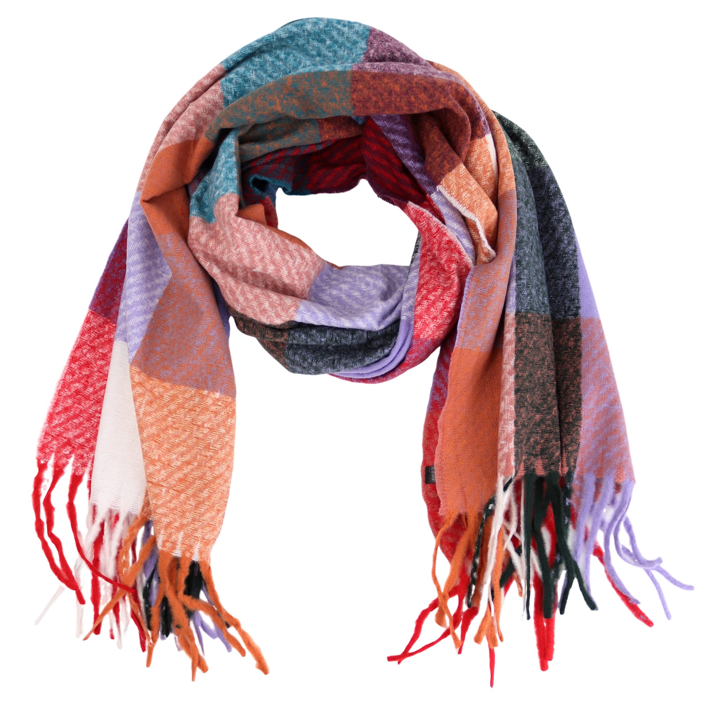 MIRROSI Modeschal weicher und warmer Großes Karo mit Fransen, 70x180cm, (Großes Karo Muster), Damen Halstuch Stola ideal für Herbst und Winter