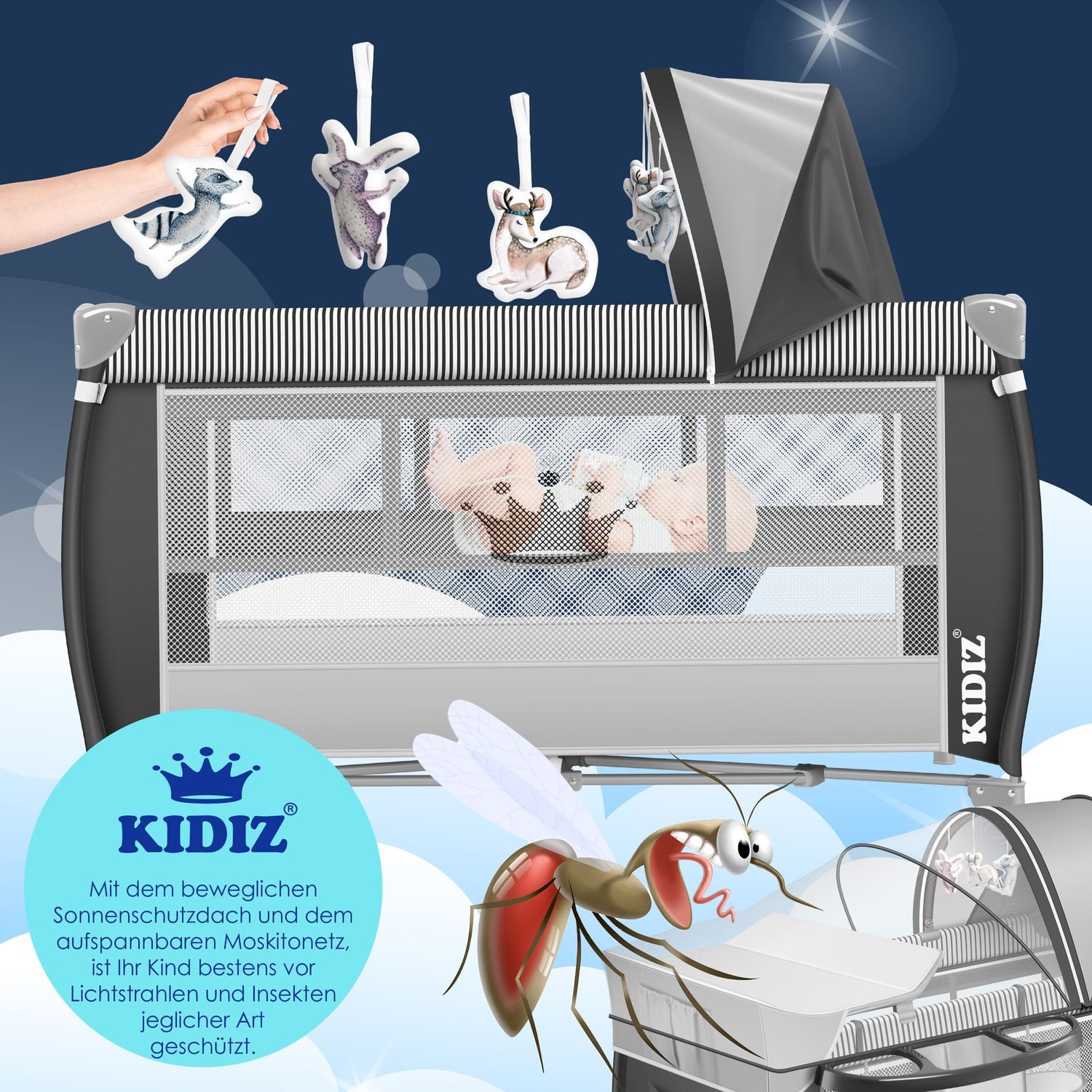 KIDIZ Baby-Reisebett, Babybett in Reisebett Kombi Set Baby Bett mit Wickela günstig online kaufen