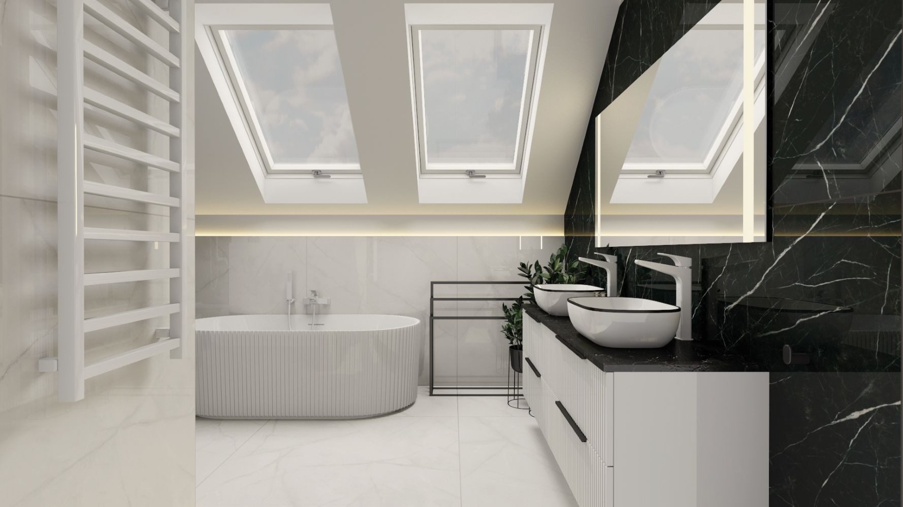 Waschbecken Aufsatzwaschbecken COSTA BLACK LINE (460×325×135 mm), weiß/schwarz, glänzend, ohne Hahnloch und Überlauf Aufsatzwaschschale Becken Keramik