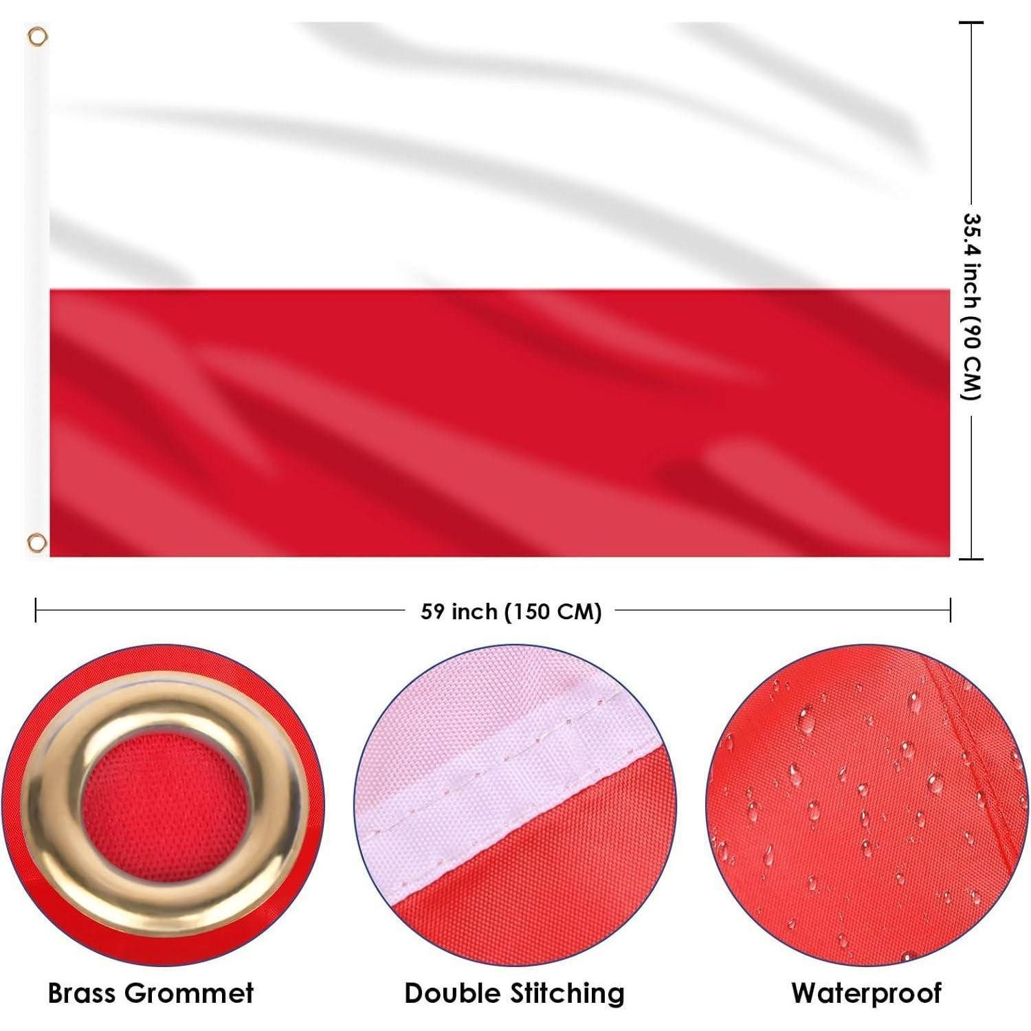 LuxusKollektion Flagge Flagge Polen 90x150cm Messingösen Fußball EM WM 4 Stück Polen Flagge