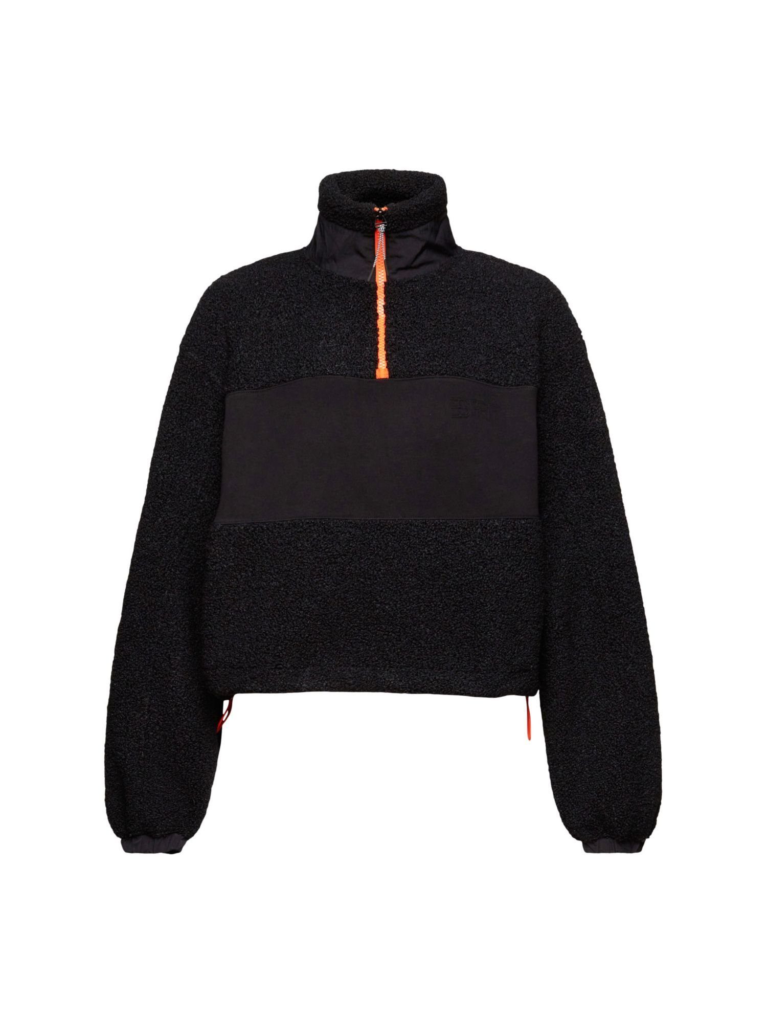 Esprit Sweatshirt Troyer-Sweatshirt aus Materialmix (1-tlg), Ärmelenden an Saum Bündchen und Elastische