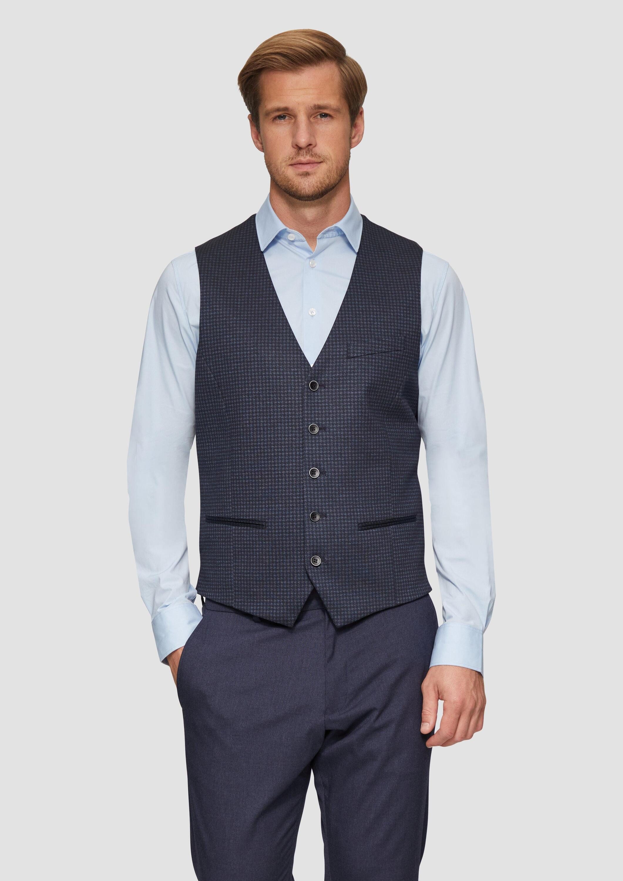 s.Oliver Jackenblazer Indoor-Weste S.ONICE s.O Jogg: Anzugweste mit Hahnentritt-Muster