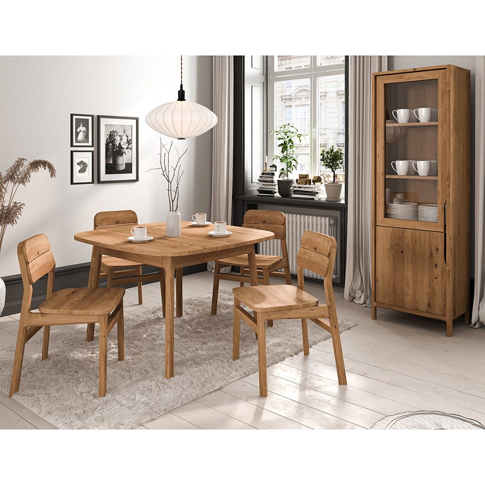 Lomadox Esszimmer-Set THORNBURY-165, (Spar-Set, 6-St., Esstisch Стулья Vitrine), Esszimmermöbel, Esstisch 110x90cm, Wildeiche massiv geölt
