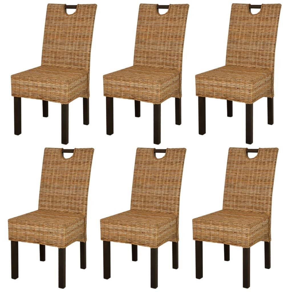 Esszimmerstuhl Esszimmerstühle 6 Stk. Kubu-Rattan holz