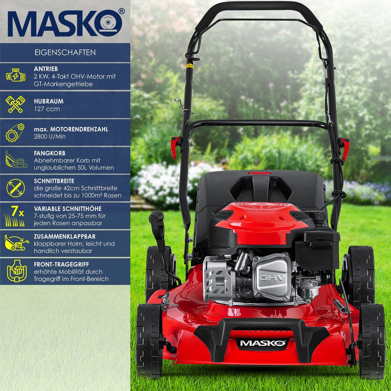 MASKO Akkurasenmäher, Benzin Rasenmäher 5in1 Radantrieb günstig online kaufen