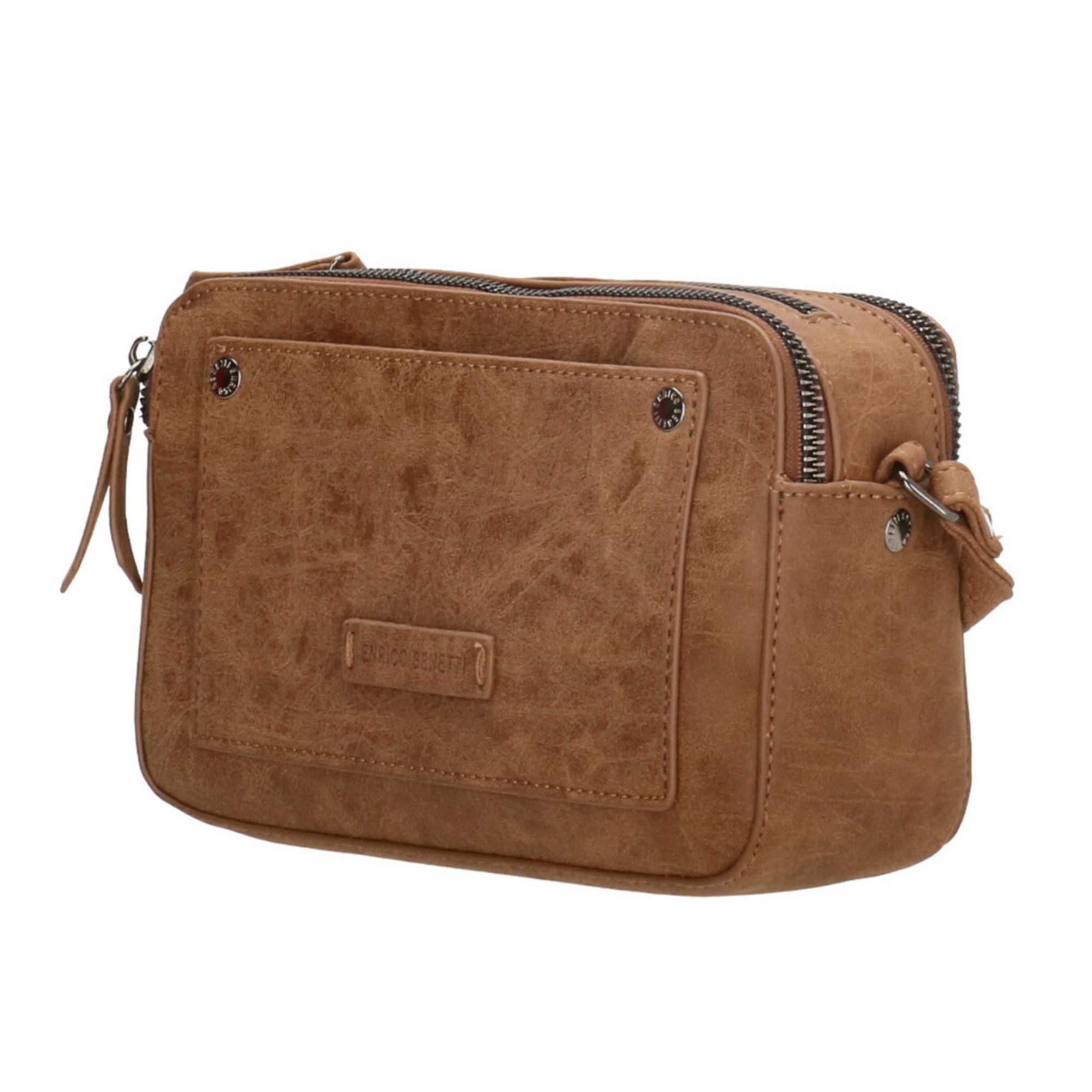 Christian Wippermann Umhängetasche Damen Tasche Schultertasche Umhängetasche Crossover Bag (einzeln), Leder Optik Handtasche Schwarz