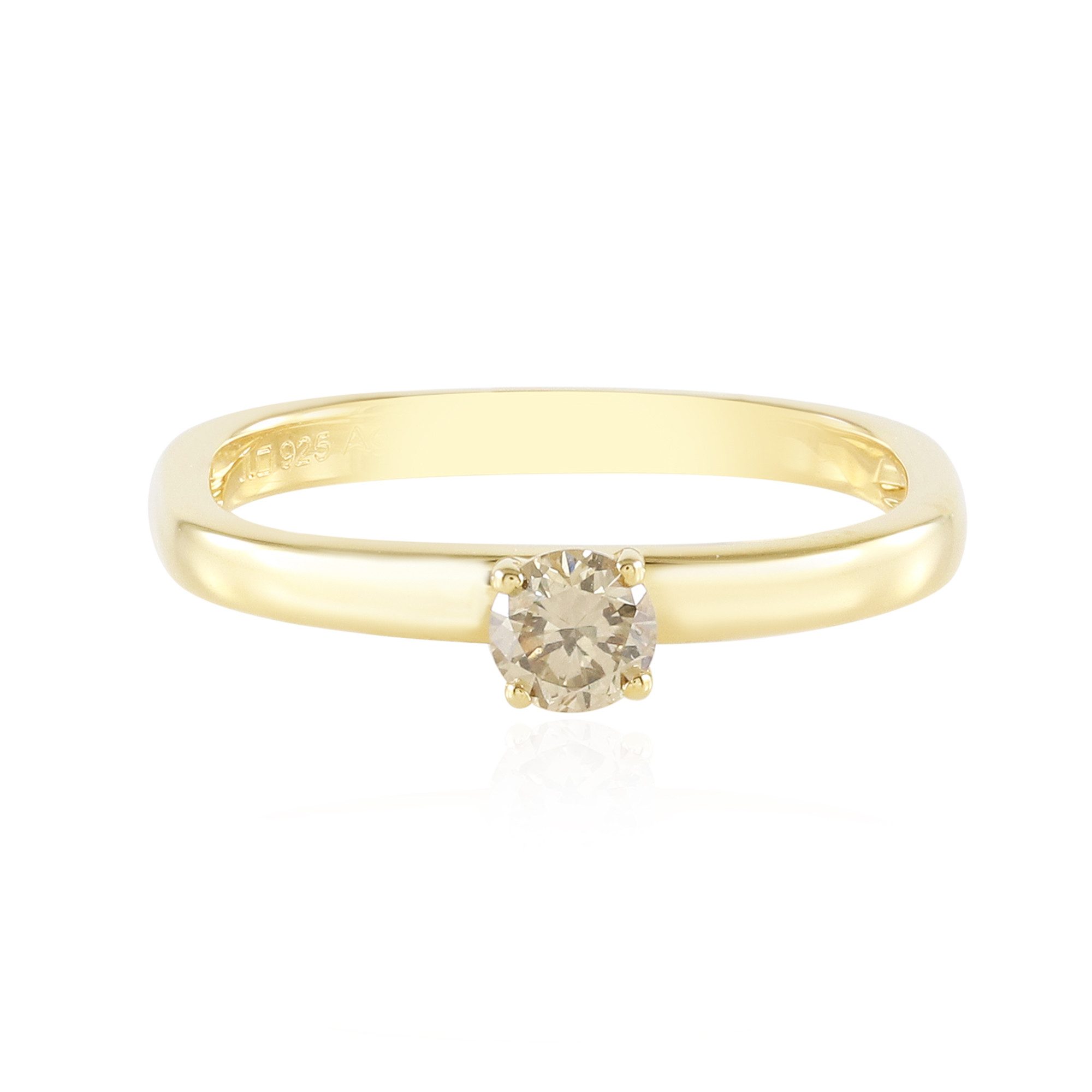 Cavill Diamantring Champagner-Diamant-Ring aus vergoldetem Silber (1-tlg)