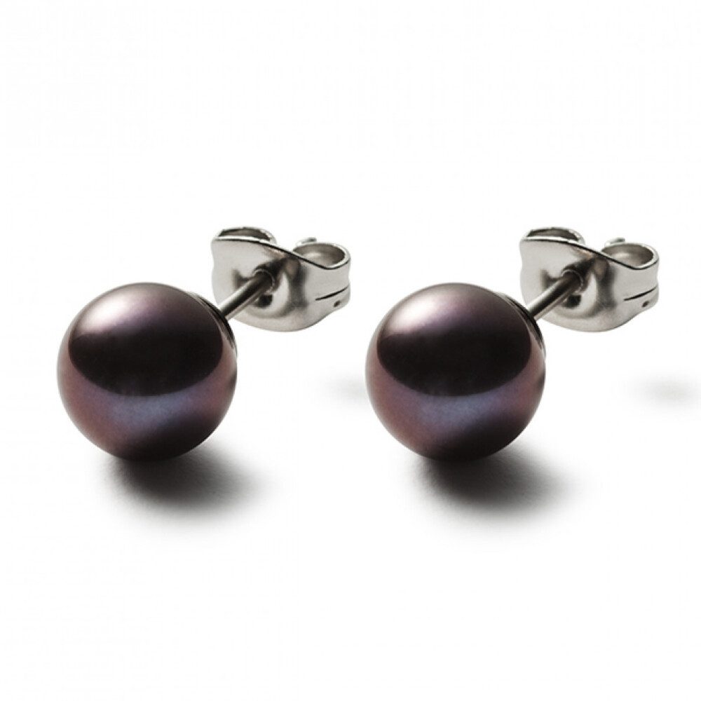 MONOMANIA Ohrstecker-Set Monomania 31243 Ohrstecker Damen Süßwasser-Perle Grau Edelstahl