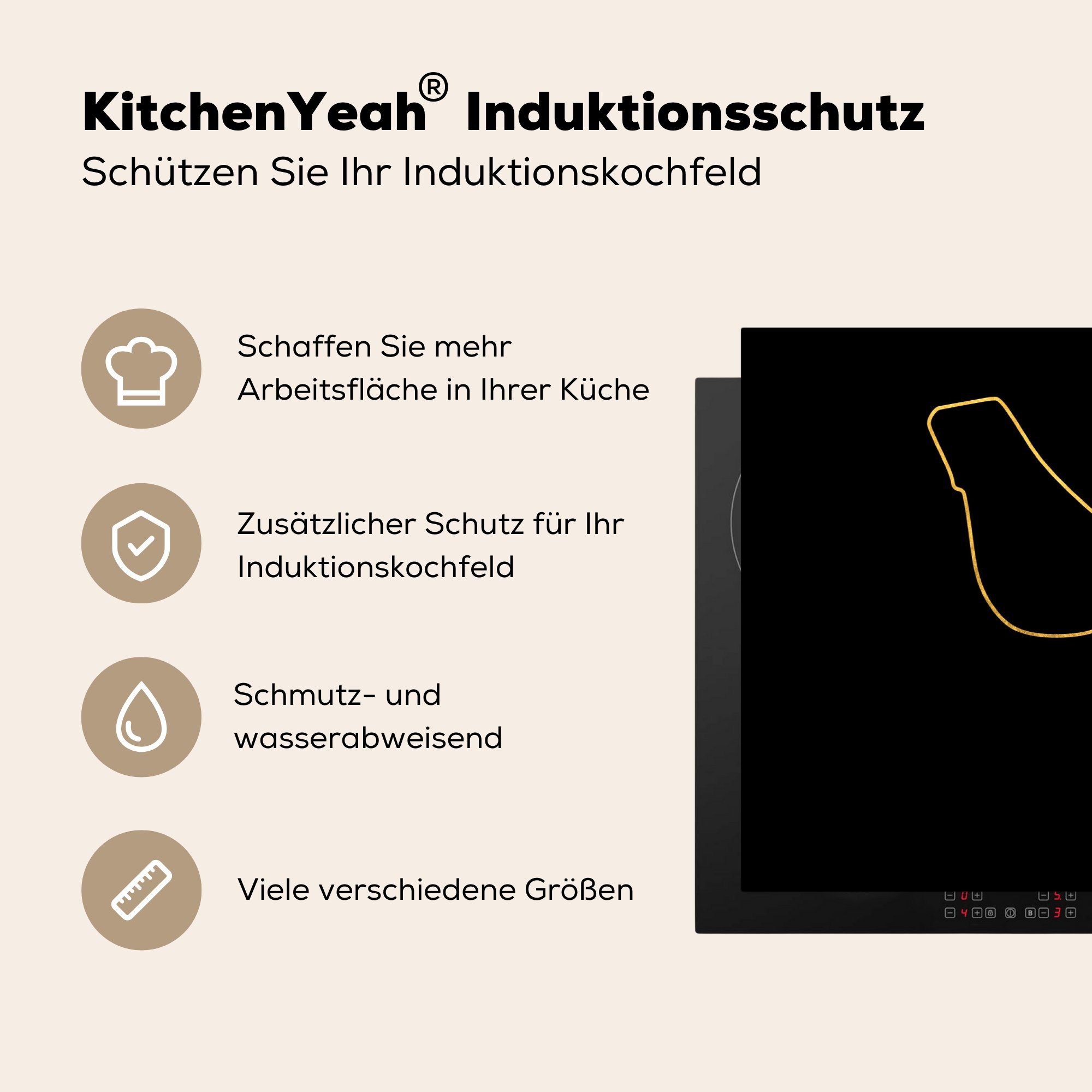 tlg), Induktionskochfeld (1 Formel 81x52 - die Vinyl, Ceranfeldabdeckung Rennstrecke, für - 1 Schutz küche, Herdblende-/Abdeckplatte MuchoWow cm, Monza