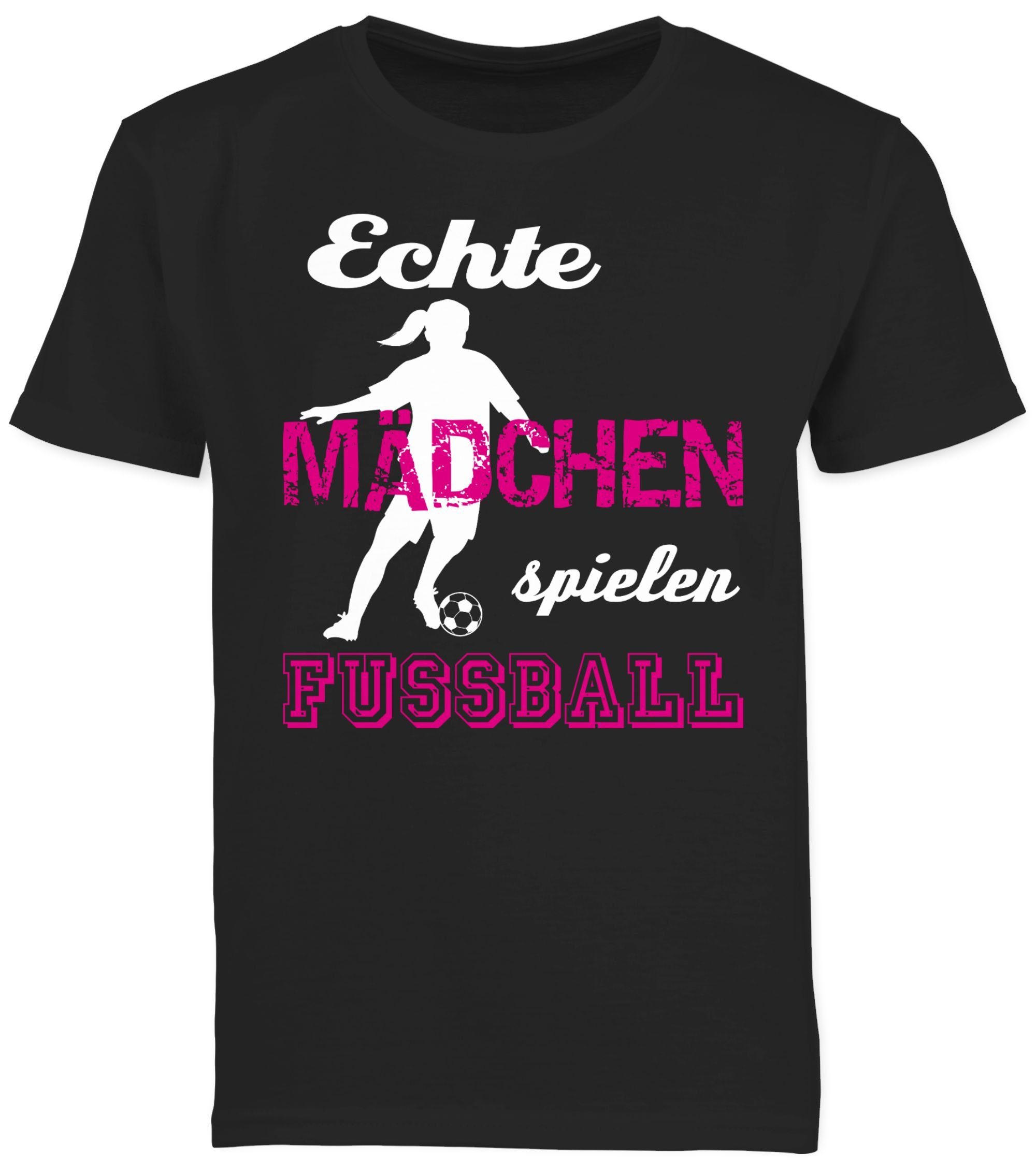 Shirtracer T-Shirt Echte Mädchen spielen Fußball Kinder Sport Kleidung 2 Schwarz