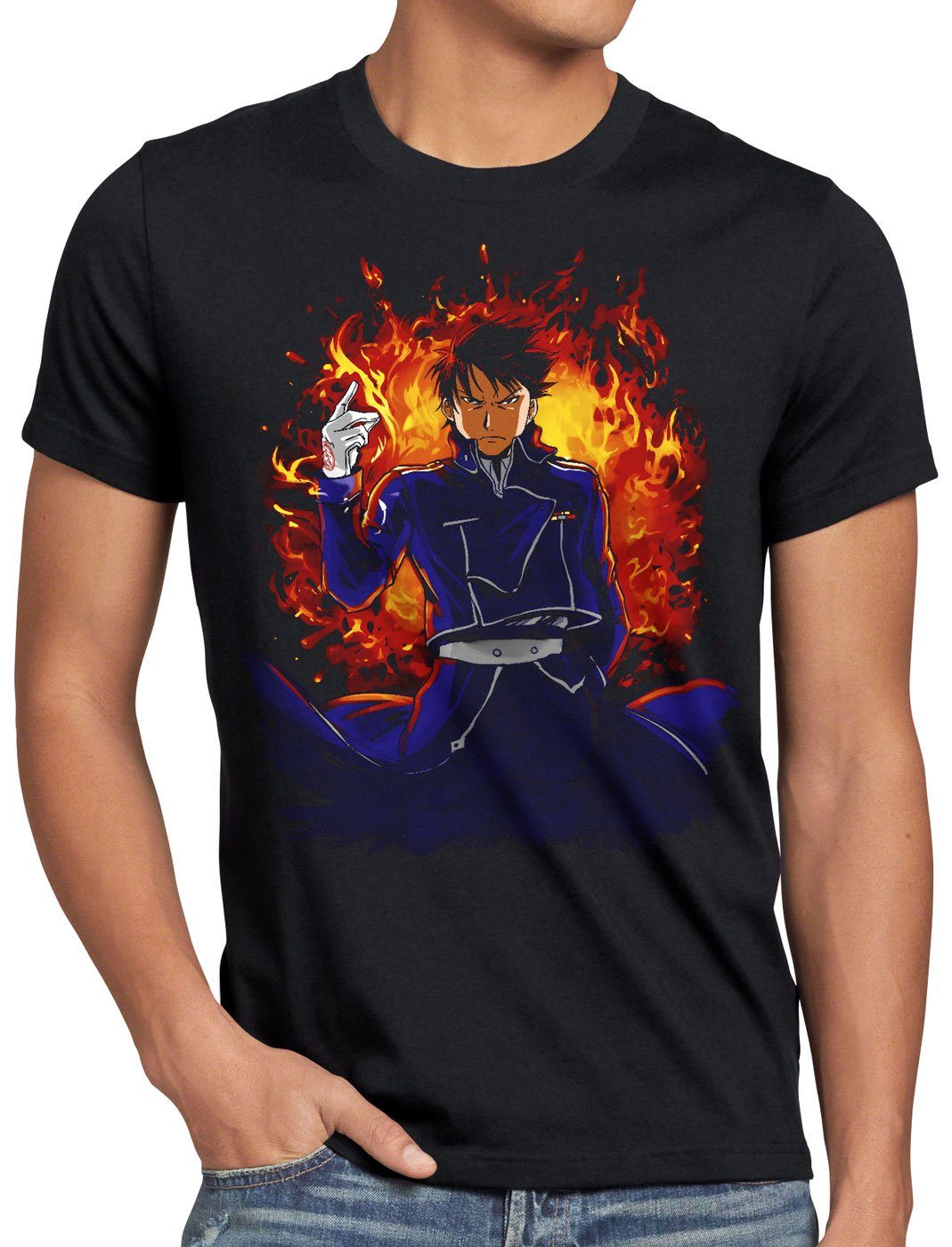 Herren Alchemist fullmetal anime Mustang japan T-Shirt style3 Roy Print-Shirt