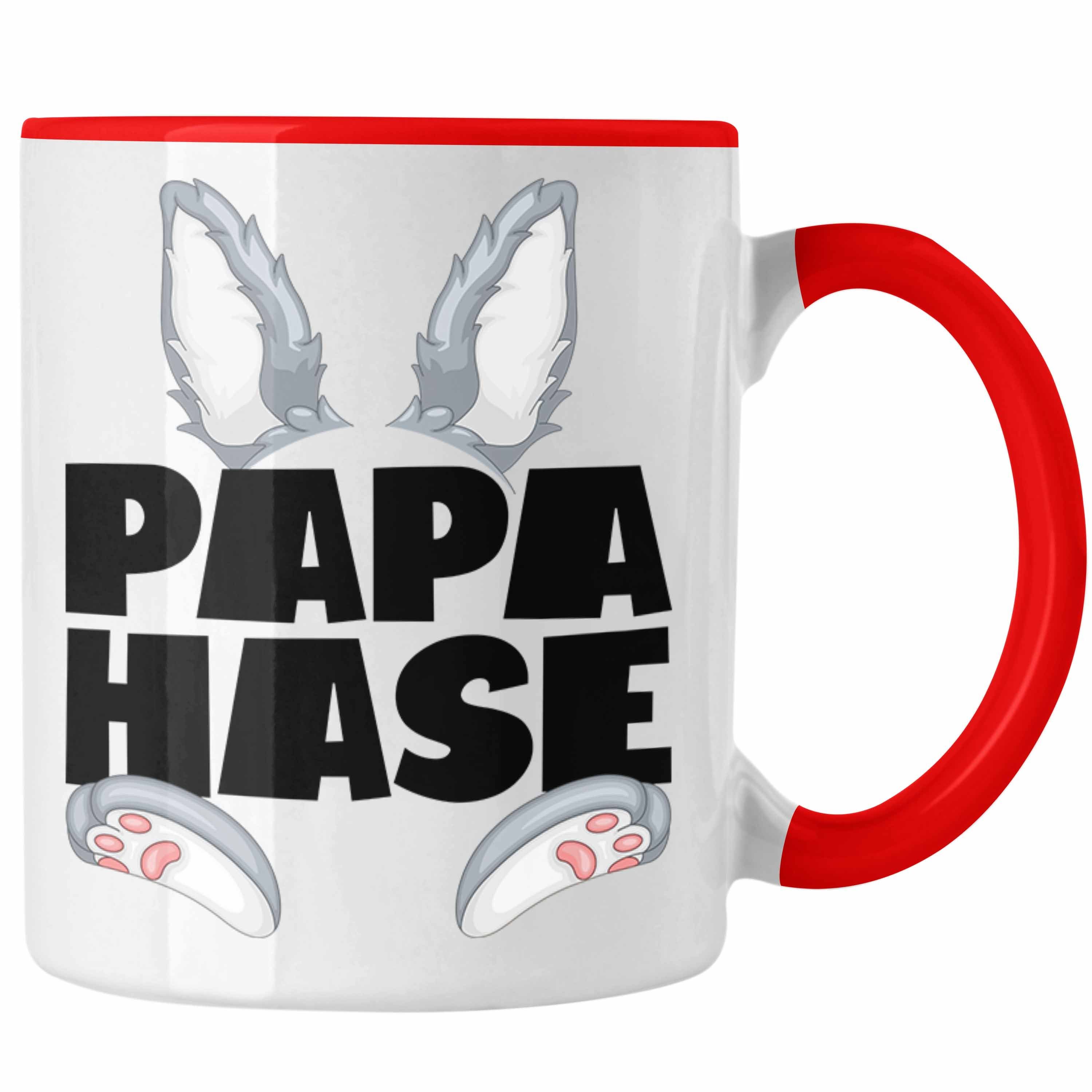 Trendation Tasse Papa Hase Tasse Geschenk für Hasen-Vater Geschenkidee Kaffee-Becher Be Rot