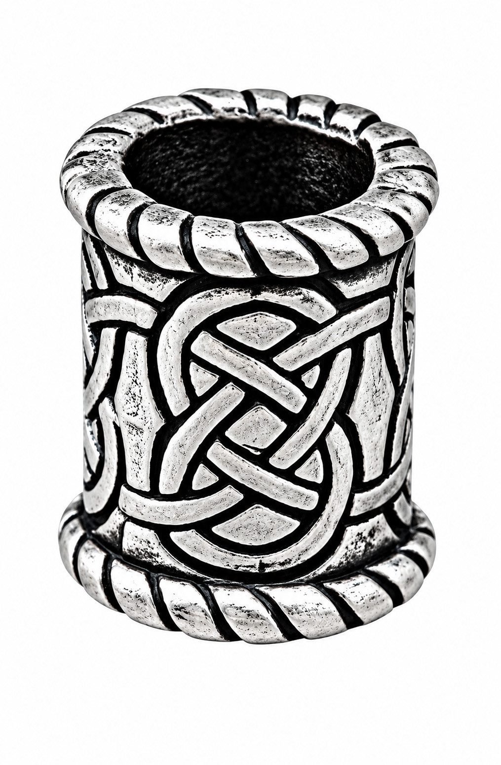 Kiss of Leather Diadem Knotenmuster Bartperle aus 925 Sterling Silber, Haarperle 8 mm