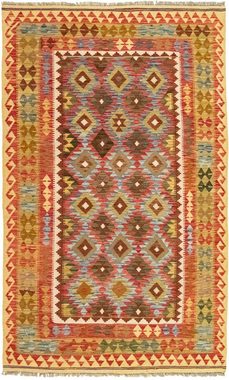 Wollteppich Kelim Afghan Teppich handgewebt orange, morgenland, rechteckig, Höhe: 4 mm, Kurzflor
