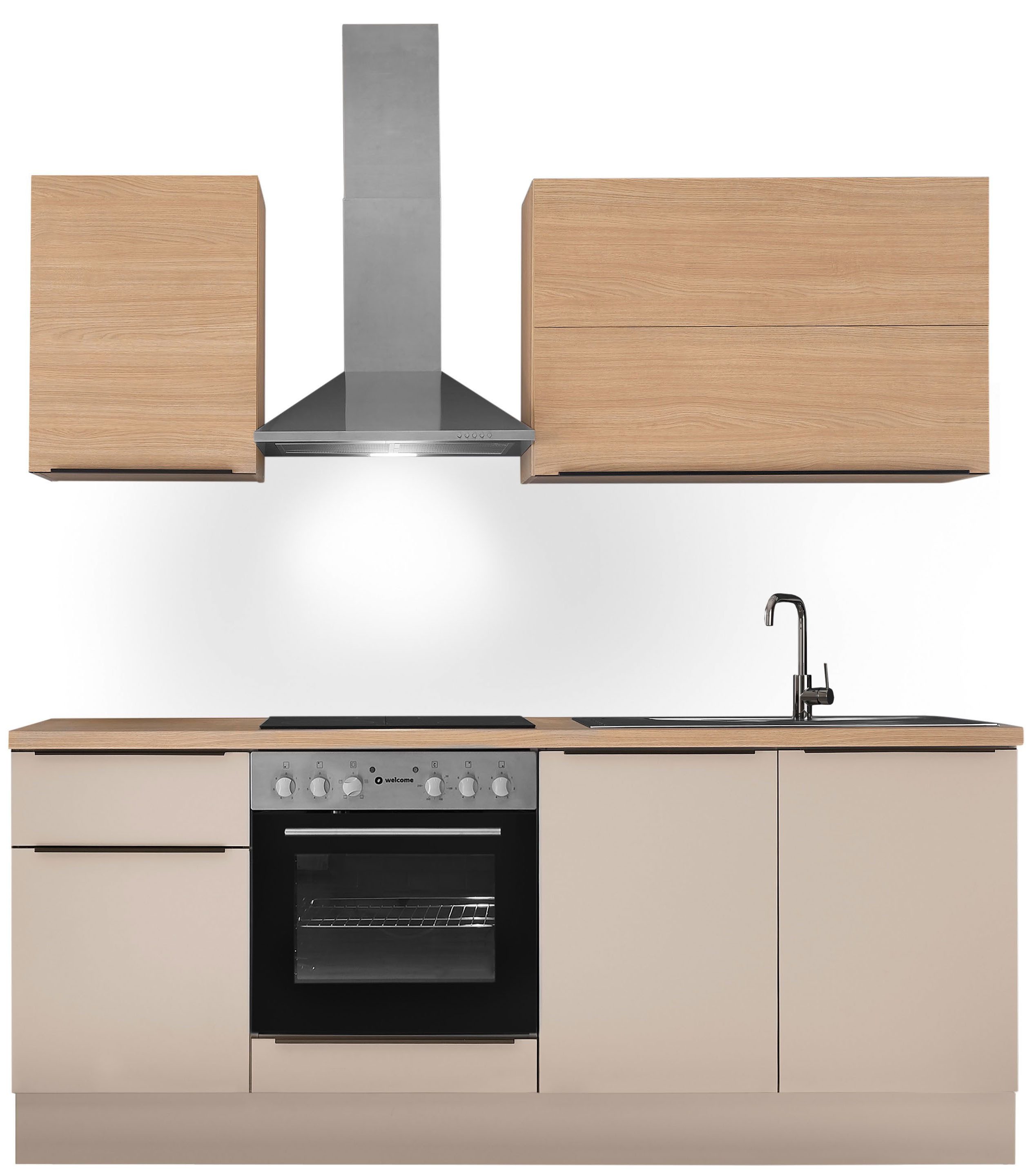 KOCHSTATION Küchenzeile Cocco B/H/T 210x211x60 cm, Breite 210 cm, wahlweise mit E-Geräten und Induktion