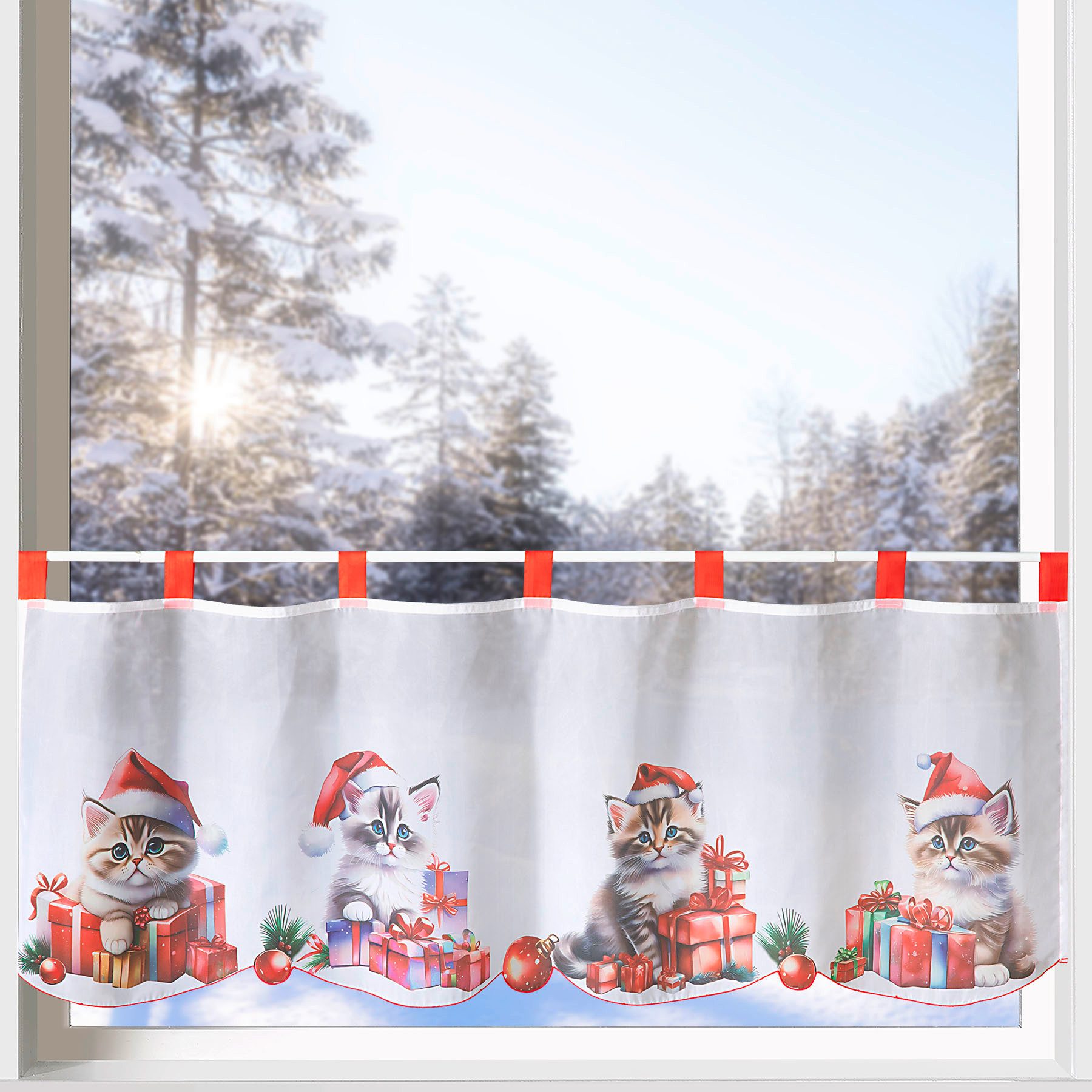 heimtexland Scheibengardine Weihnachten Deko Gardine Bistro Weihnachtsgardi günstig online kaufen