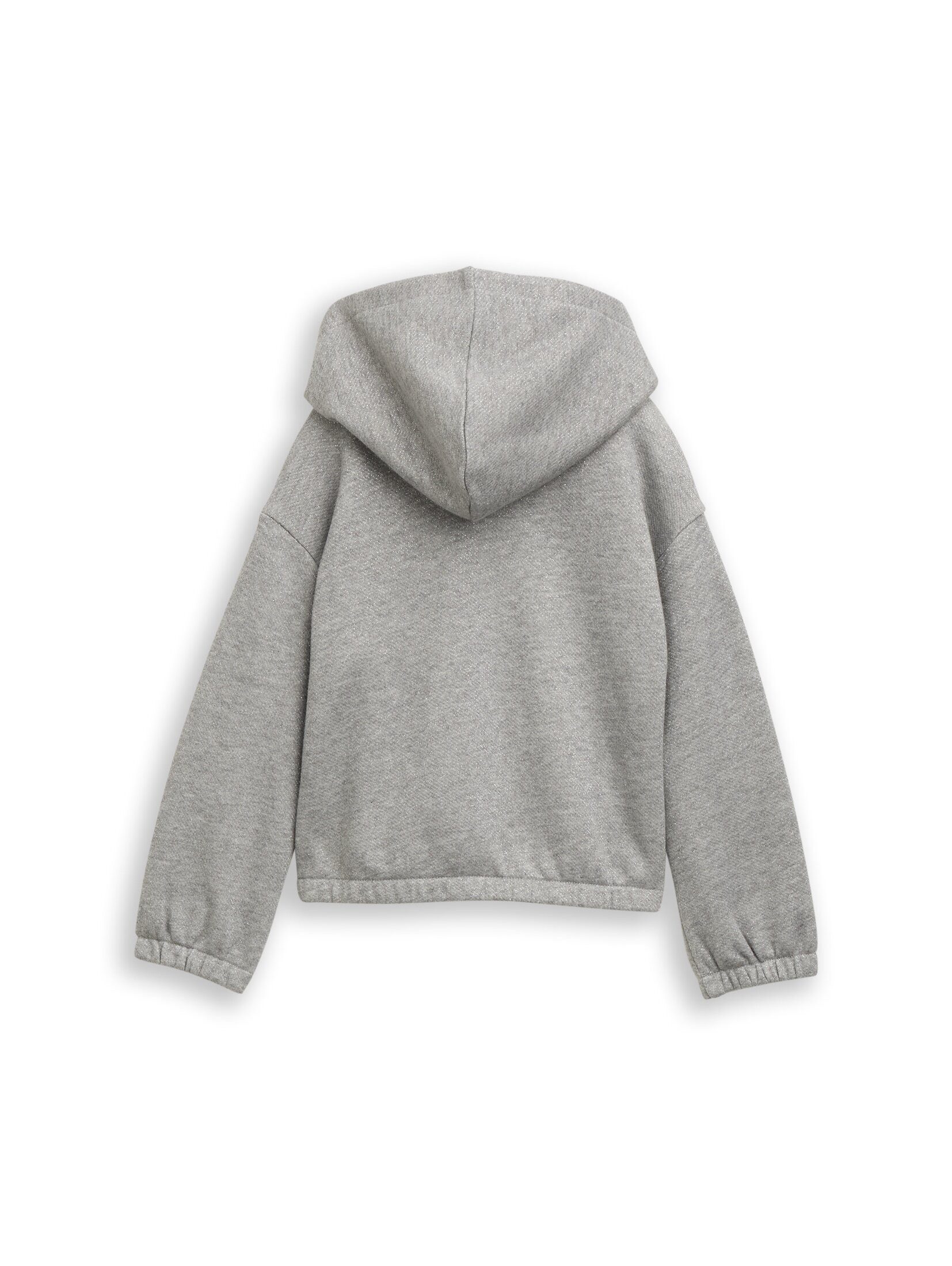 TOM TAILOR Sweatjacke Strick & Sweatshirts Cropped Hoodie Sweatjacke in Glitzer-Optik