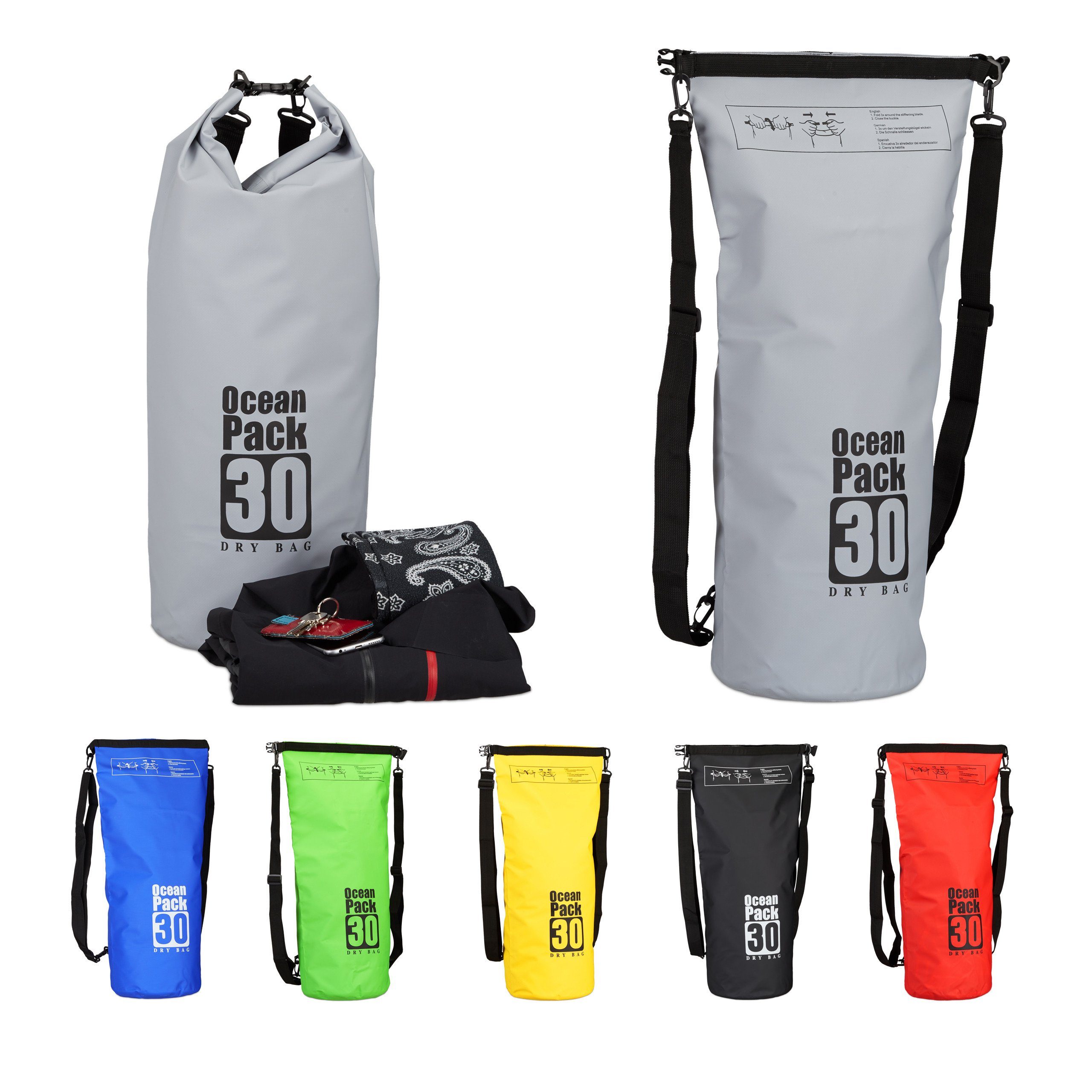 Relaxdays Sac Étanche Ocean Pack 20 Litres – Protection Parfaite Pour Activités Aquatiques Et Extérieures