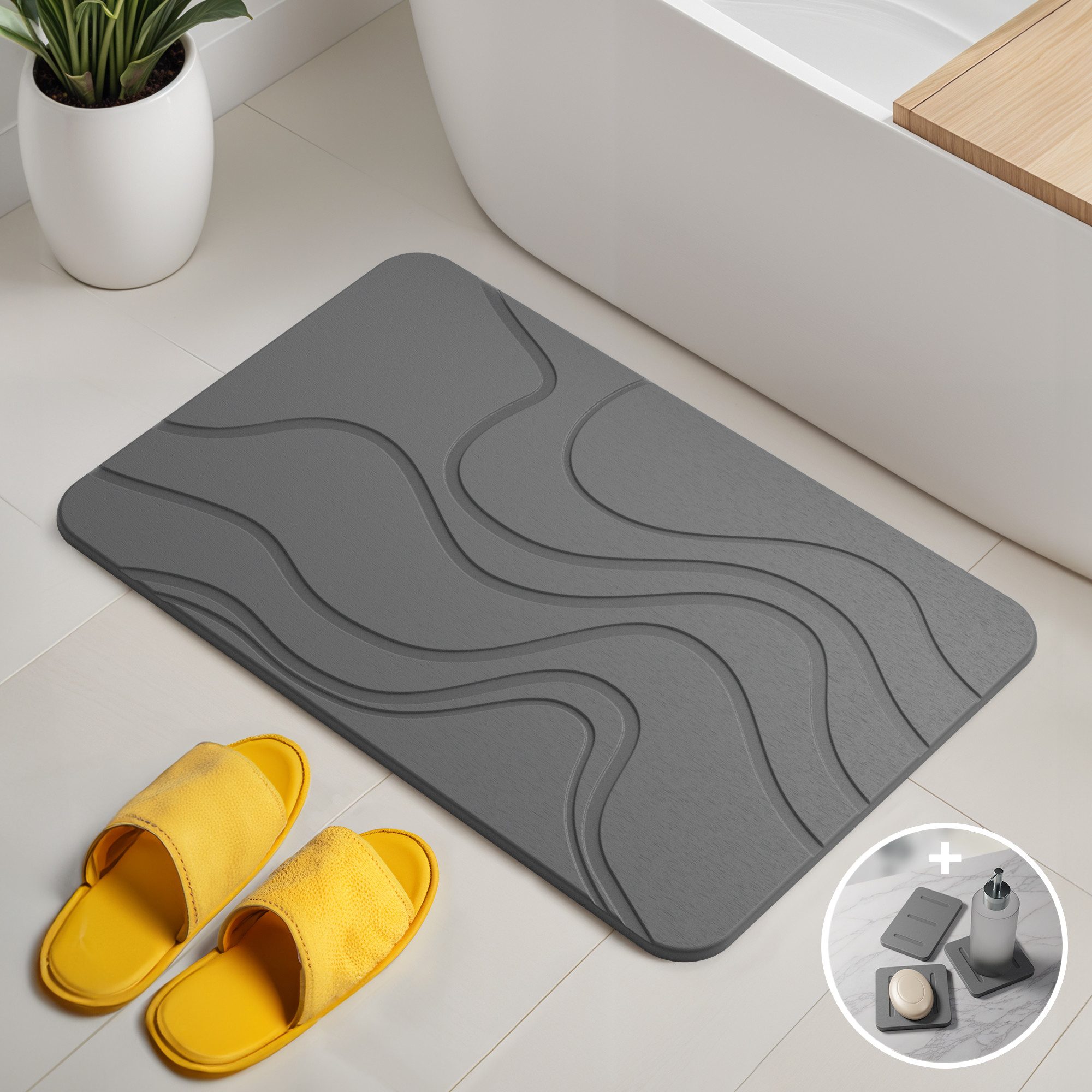 Björn&Schiller Badematte Stein Kieselgur Matte Badezimmer günstig online kaufen