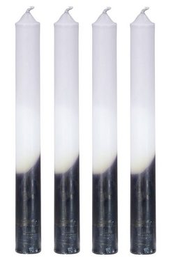 Levandeo® Tafelkerze, 4er Set Stabkerzen H20cm Schwarz Weiß Farbverlauf Dip Dye Kerzen