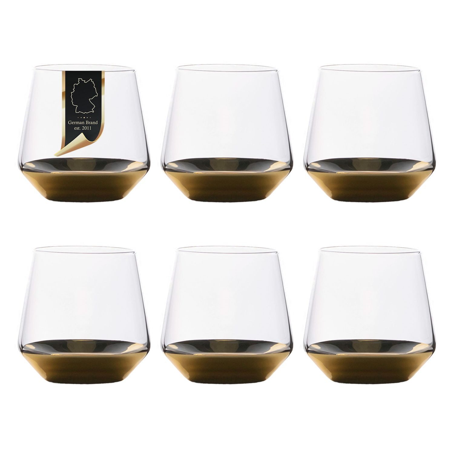 Intirilife Gläser-Set, 6-tlg., Glas, Trinkglas Set Wasserglas Saftglas Becher Kristallglas 350ml