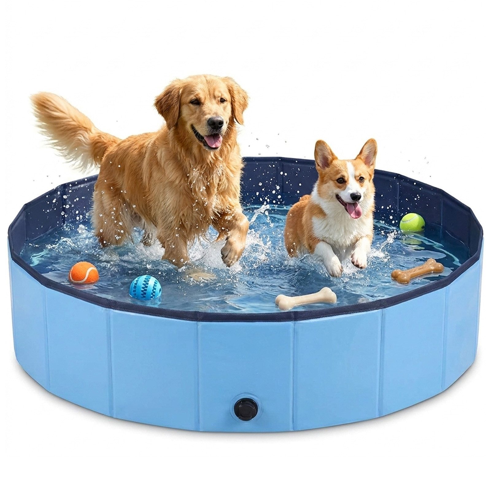 AKKEE Hundepool Hundebadewanne Hundepool Schwimmbad, faltbar Badewann, Wasserbecken für Hunde und Katzen, 100 x 30 cm