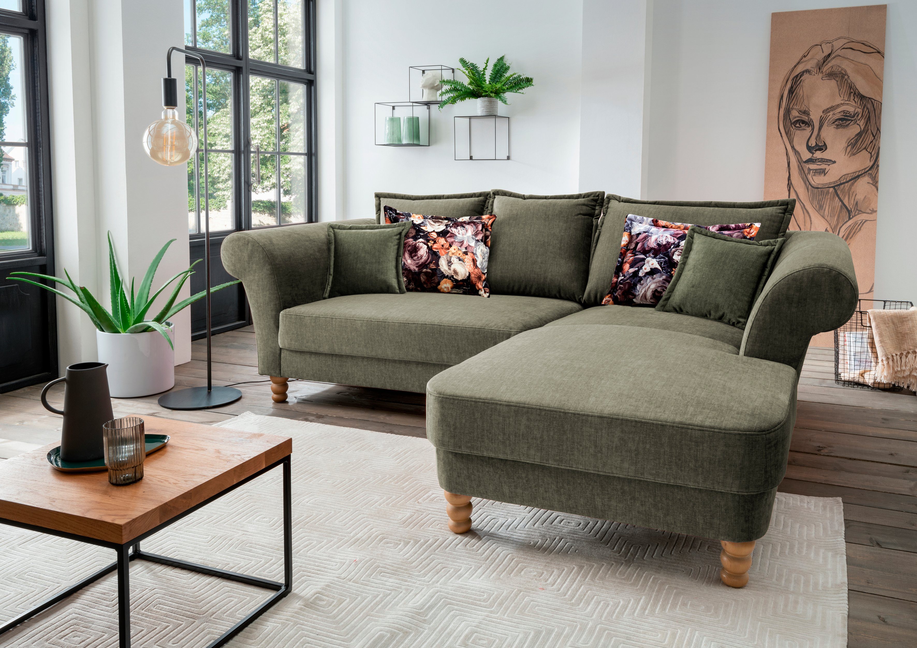 Home affaire Ecksofa Tassilo Mega Polsterecke mit Kaltschaum im Sitz, bequem, L-Form, hoher Sitzkomfort, Breite 262cm, Komfortsitzhöhe 48cm, zeitlos elegant