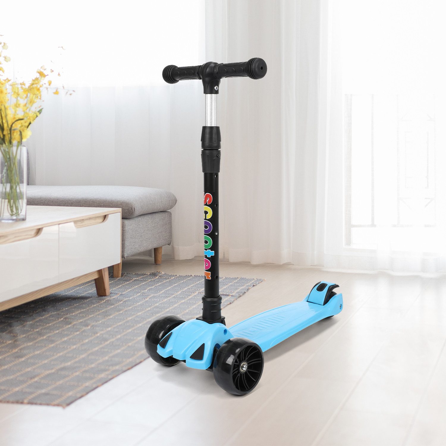Thumbnail - oyajia Cityroller Roller Kinder Scooter Dreiradscooter mit PU LED Räder Faltbar, (Kinderscooter mit PU LED Räder, 100kg ...