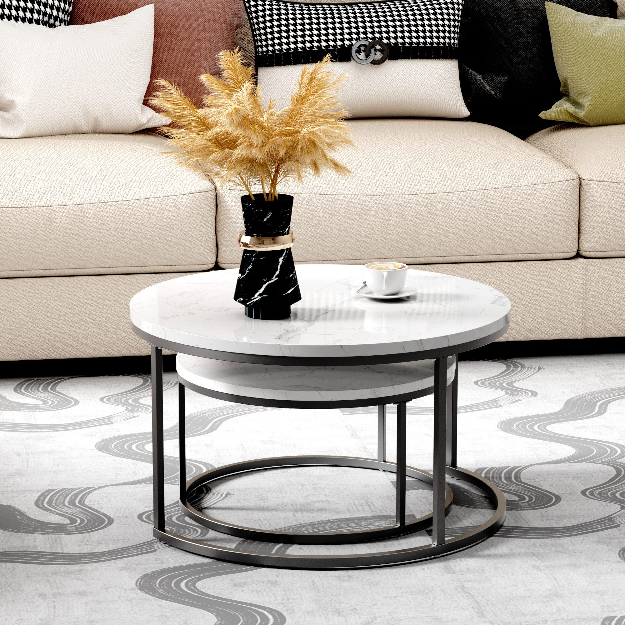 STILVORA Couchtisch Wohnzimmertisch Satztisch stapelbarer Beistelltisch mit günstig online kaufen