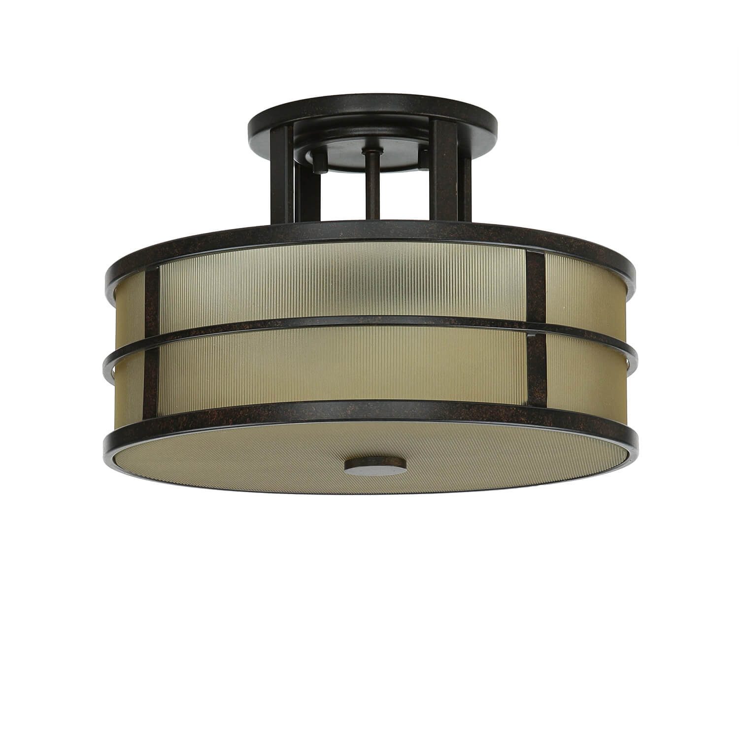 Licht-Erlebnisse Deckenleuchte SHOJI, ohne Leuchtmittel, Deckenlampe Creme Bronze Vintage dekorativ Wohnzimmer Lampe