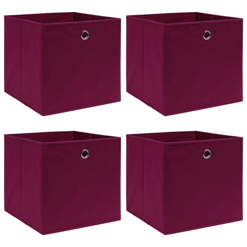 vidaXL Aufbewahrungsbox Aufbewahrungsboxen 4 Stk. Dunkelrot 32x32x32cm Stoff (4 St)