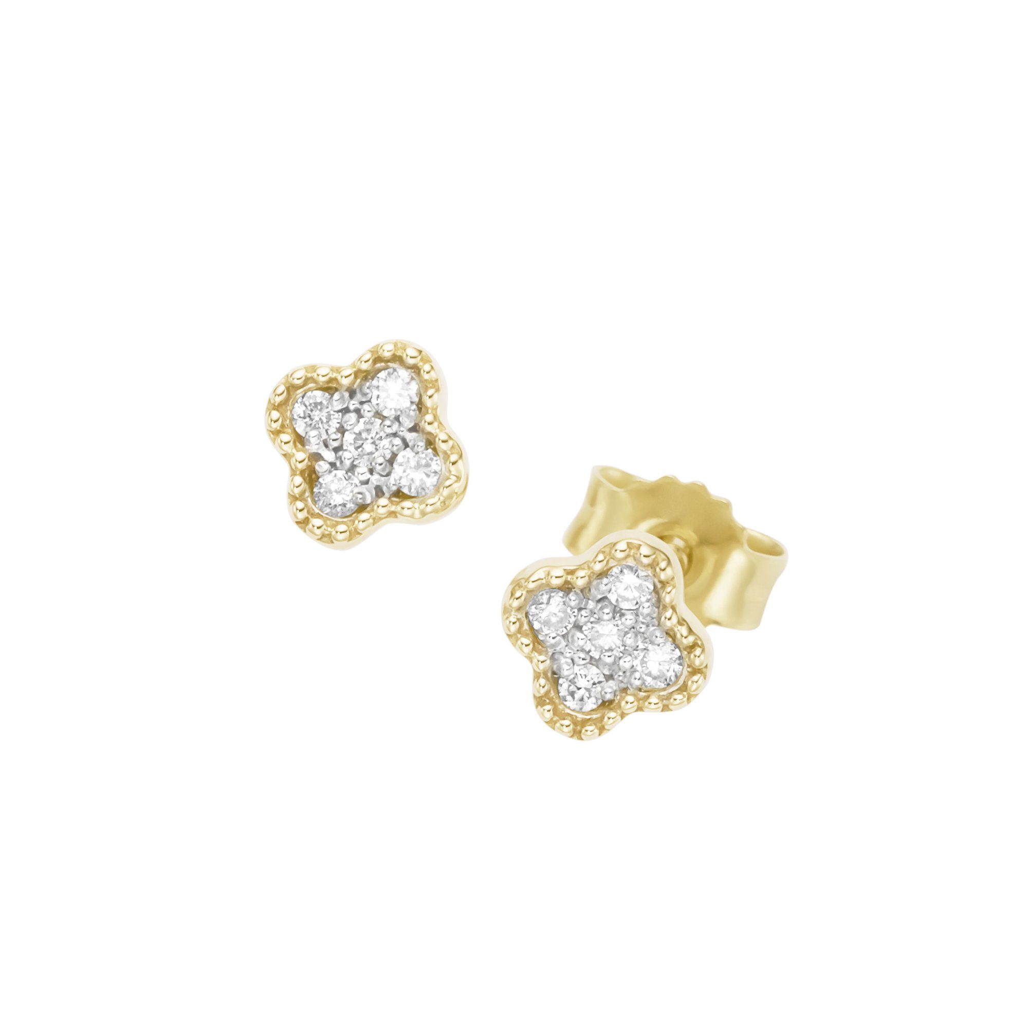 Luigi Merano Paar Ohrstecker Blüte mit funkelnden Brillanten, Gold 585 günstig online kaufen