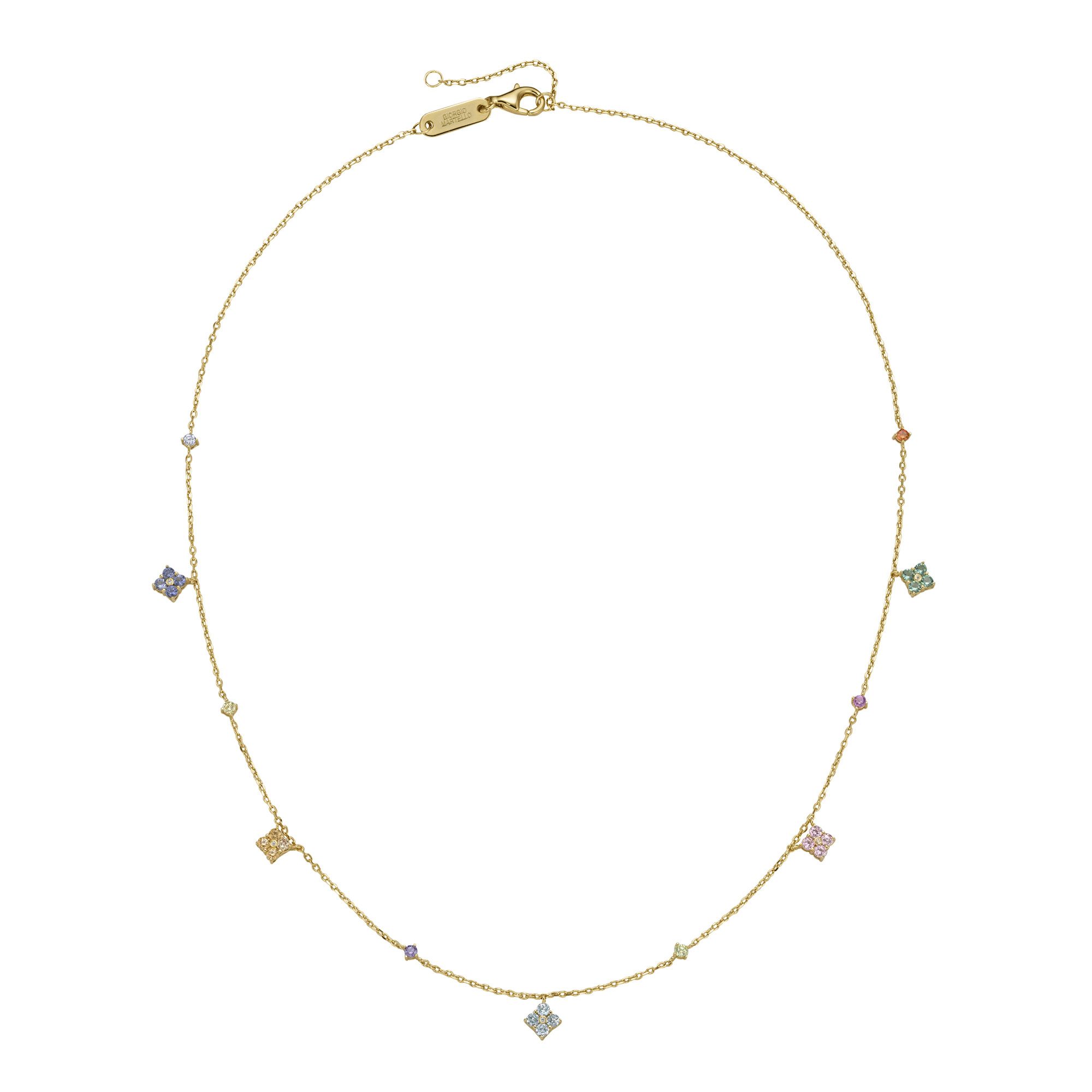 GIORGIO MARTELLO MILANO Collier mit Behang, farbige Zirkonia, vergoldet, Silber 925