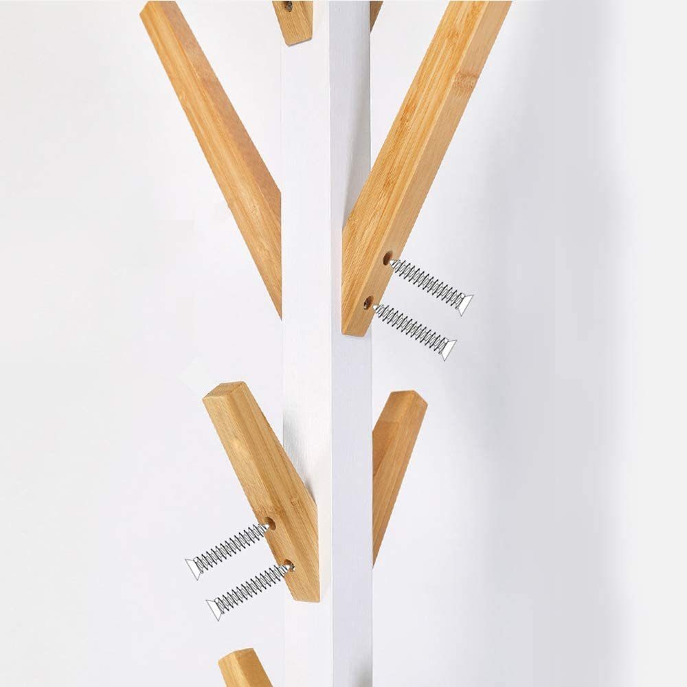Holz Garderobenständer mit 8 Haken Flur Kleiderständer Stand Garderobe 178cm 